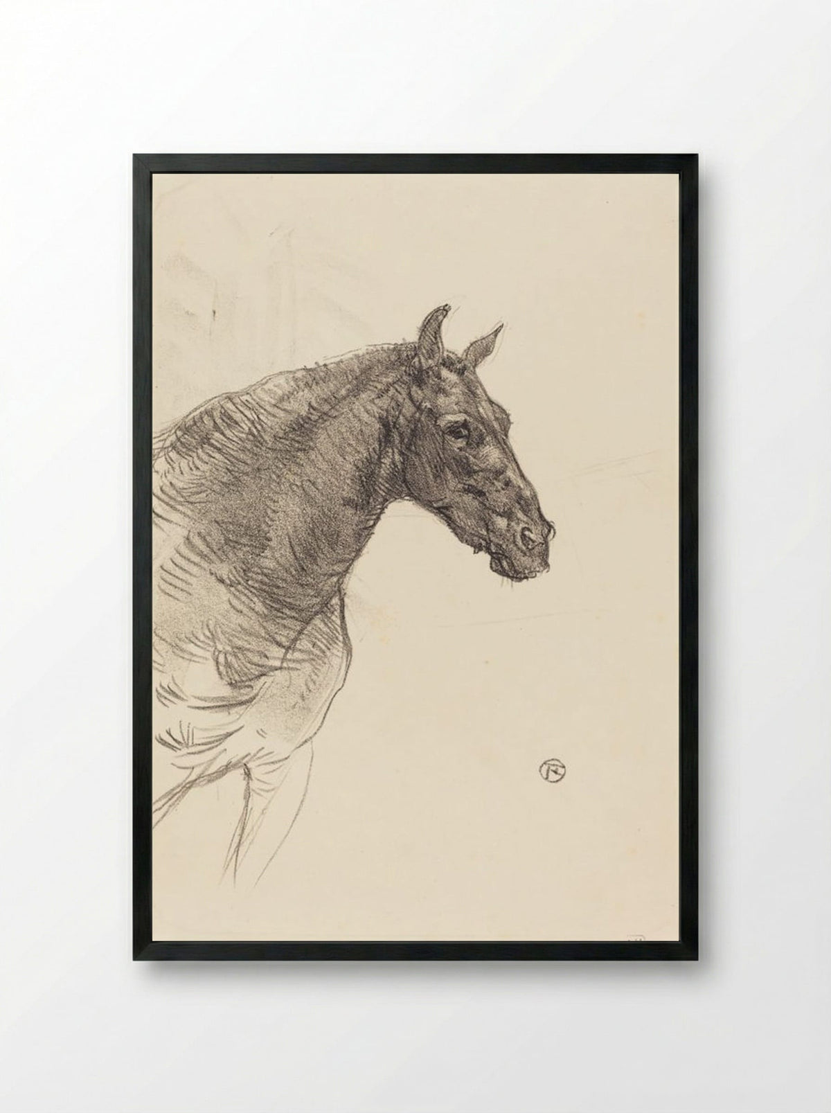 Le Vieux Cheval (Old Horse) - Henri de Toulouse-Lautrec - Framed Print Black