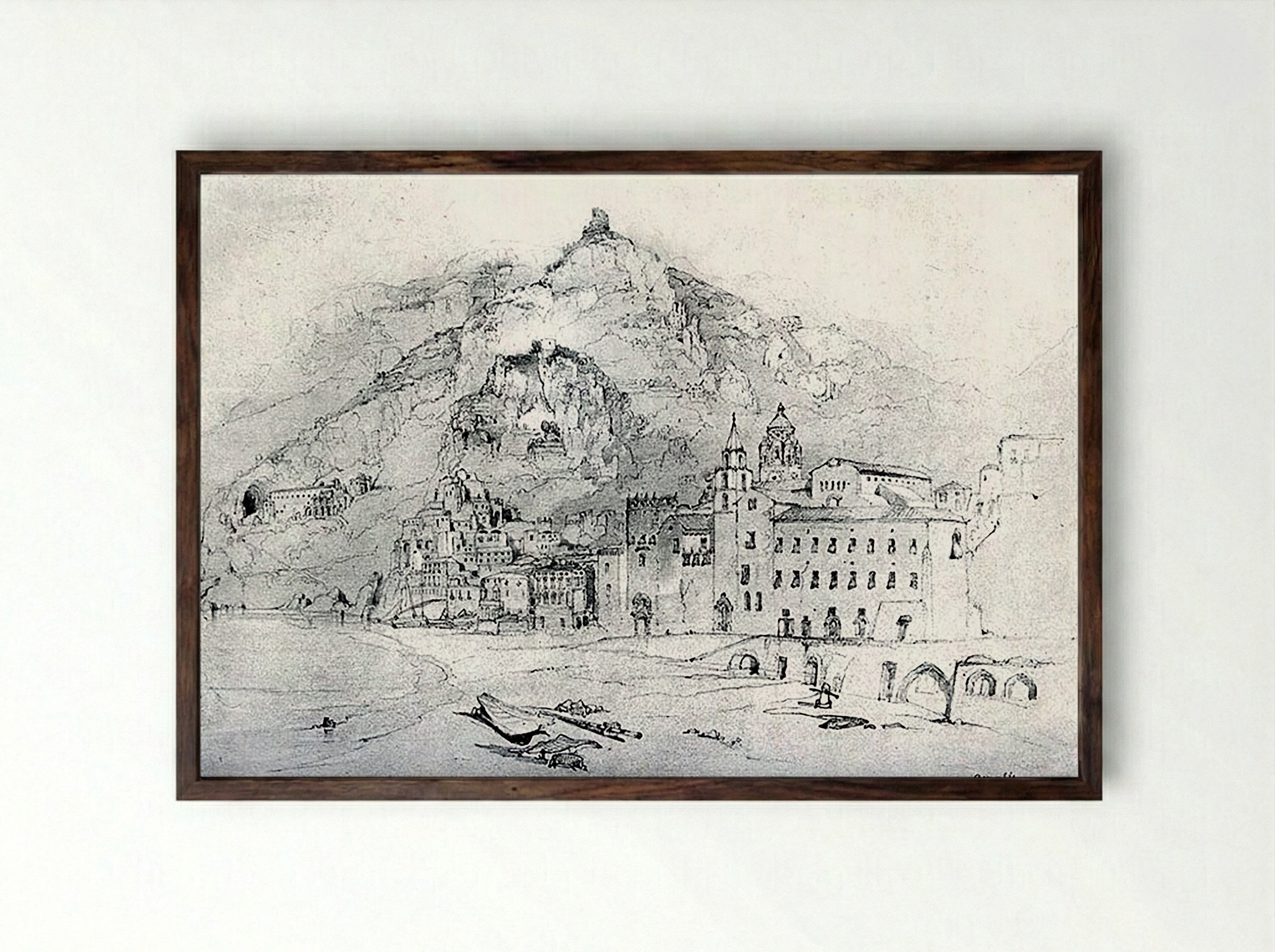Amalfi - John Ruskin - Framed Print Dark Wood