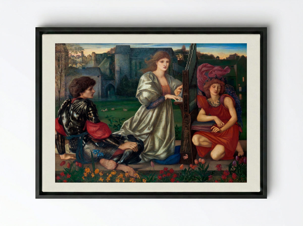 The Love Song - Edward Burne-Jones - Framed Canvas Black