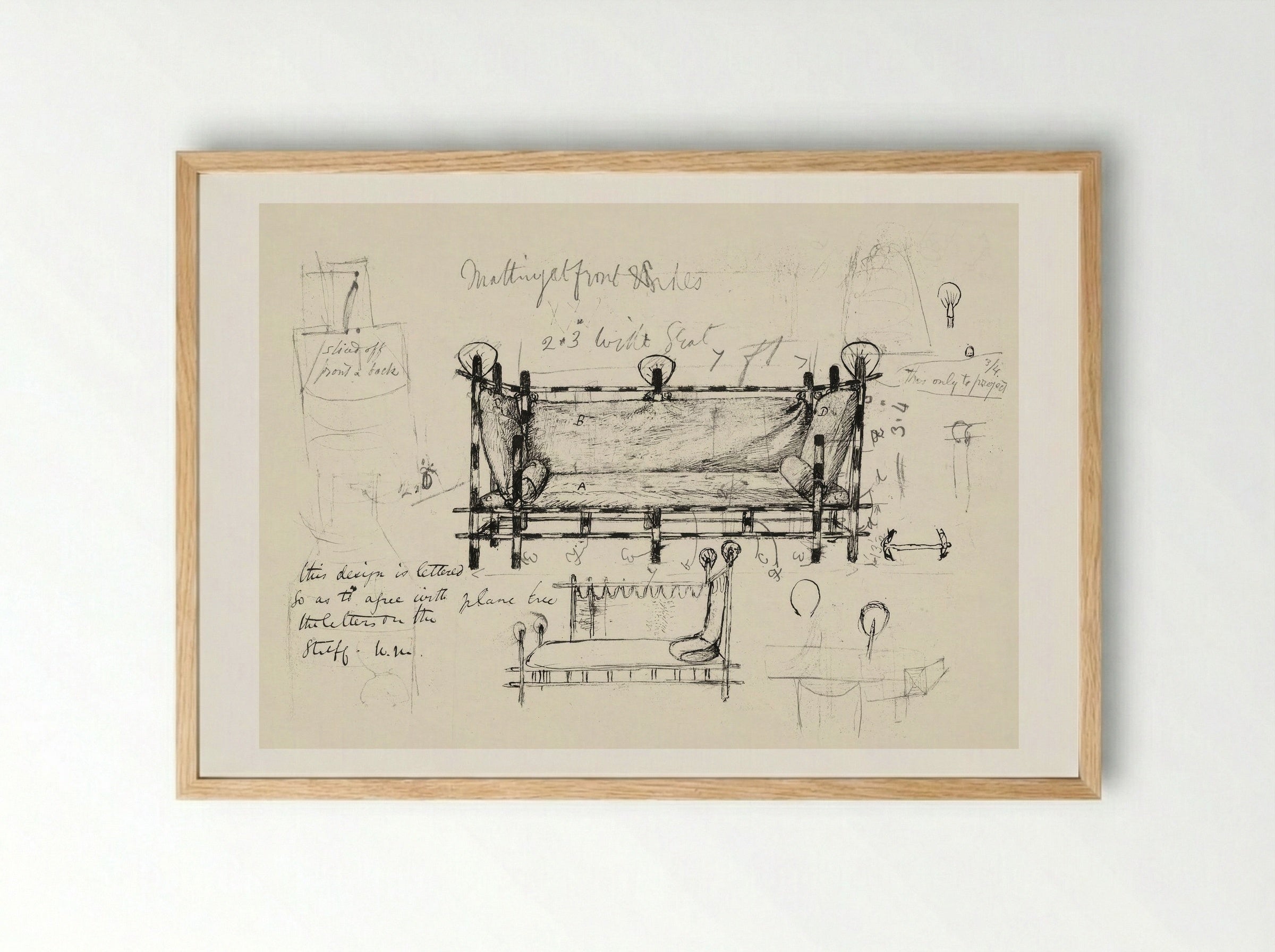 Two Designs for a Sofa - William Morris - Framed Print Wood