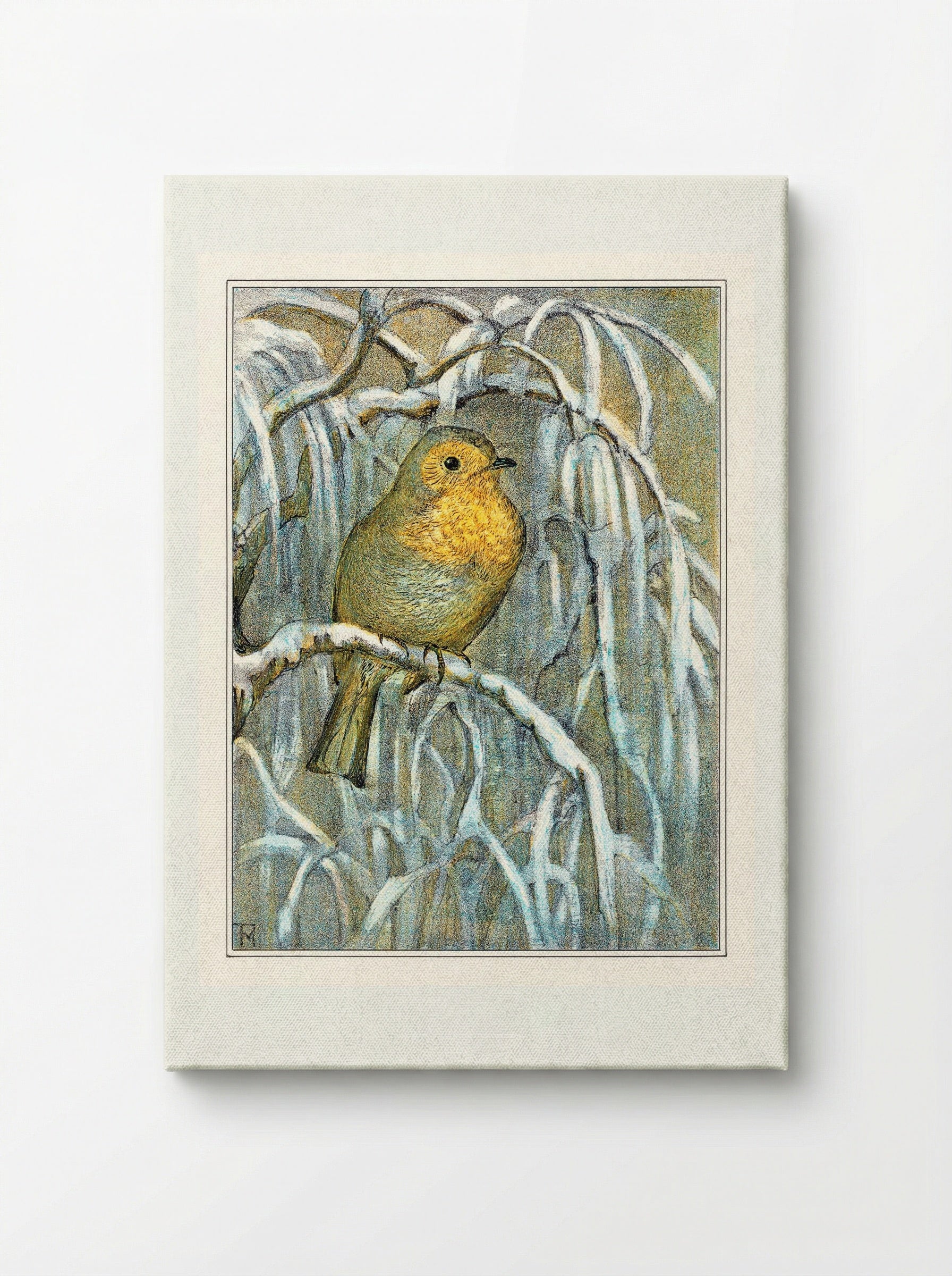Robin on Snowy Branch - Theo van Hoytema - Canvas