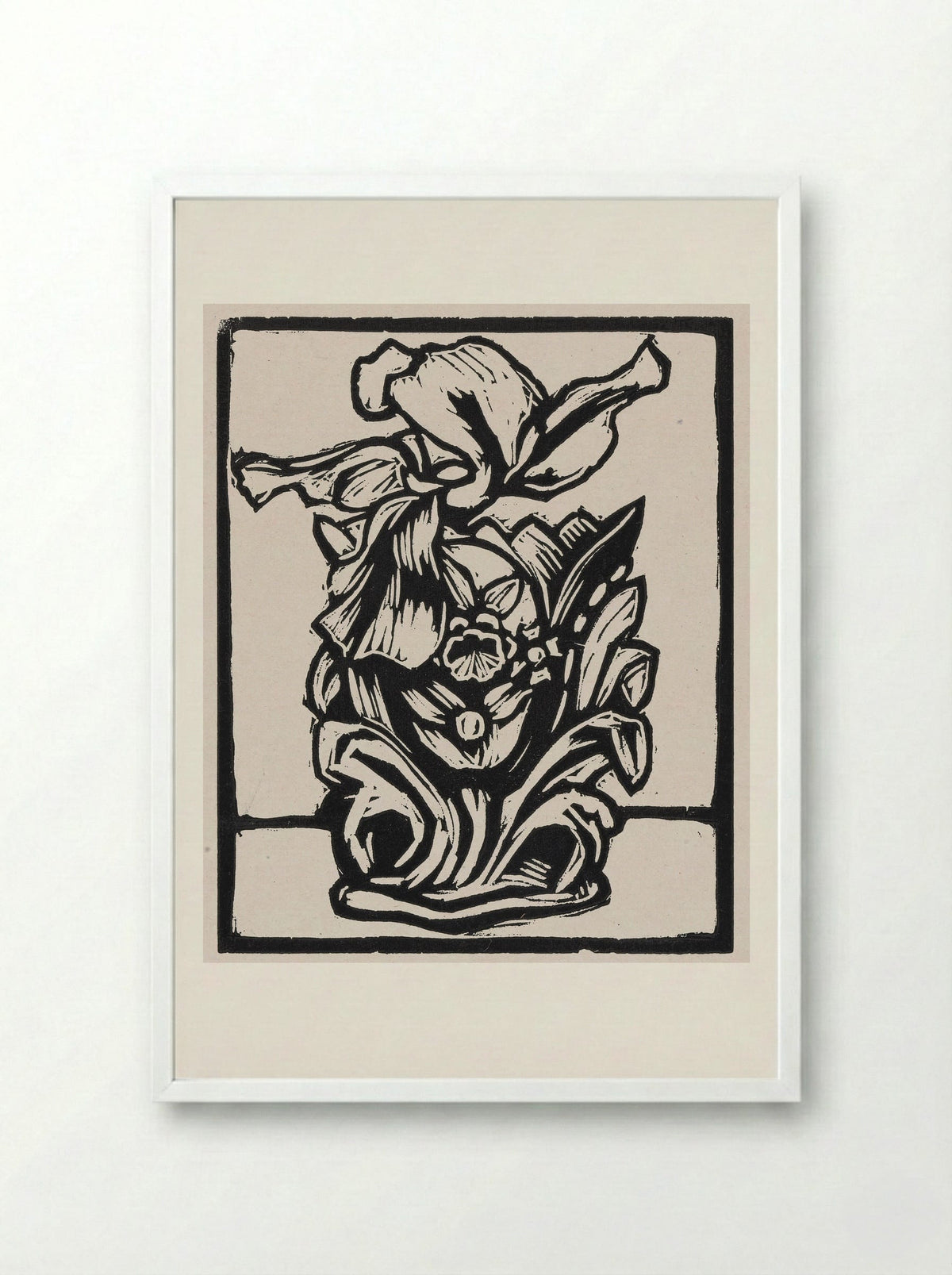 Iris in Vase - Fine Art Print - Framed Print White