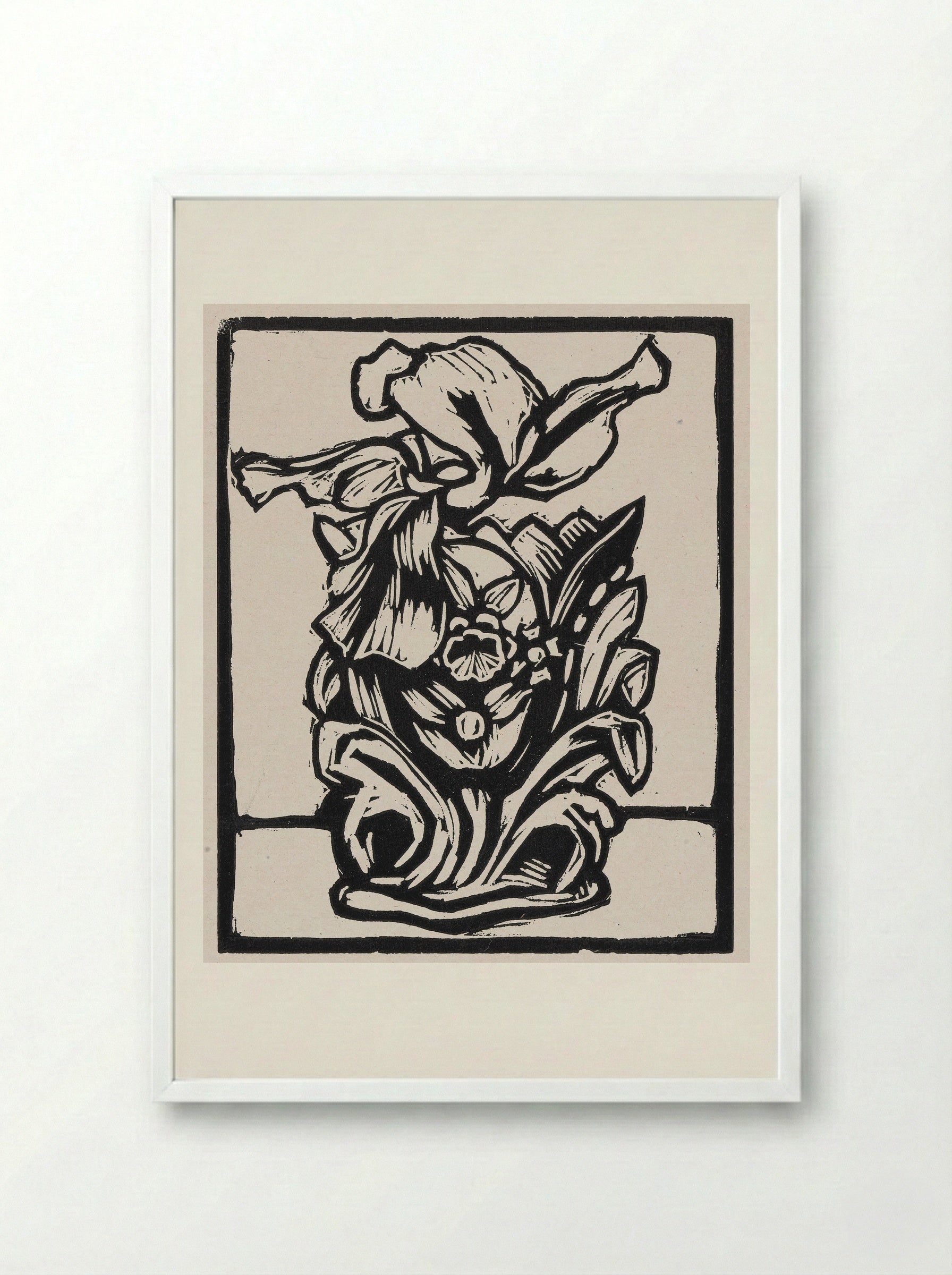 Iris in Vase - Fine Art Print - Framed Print White