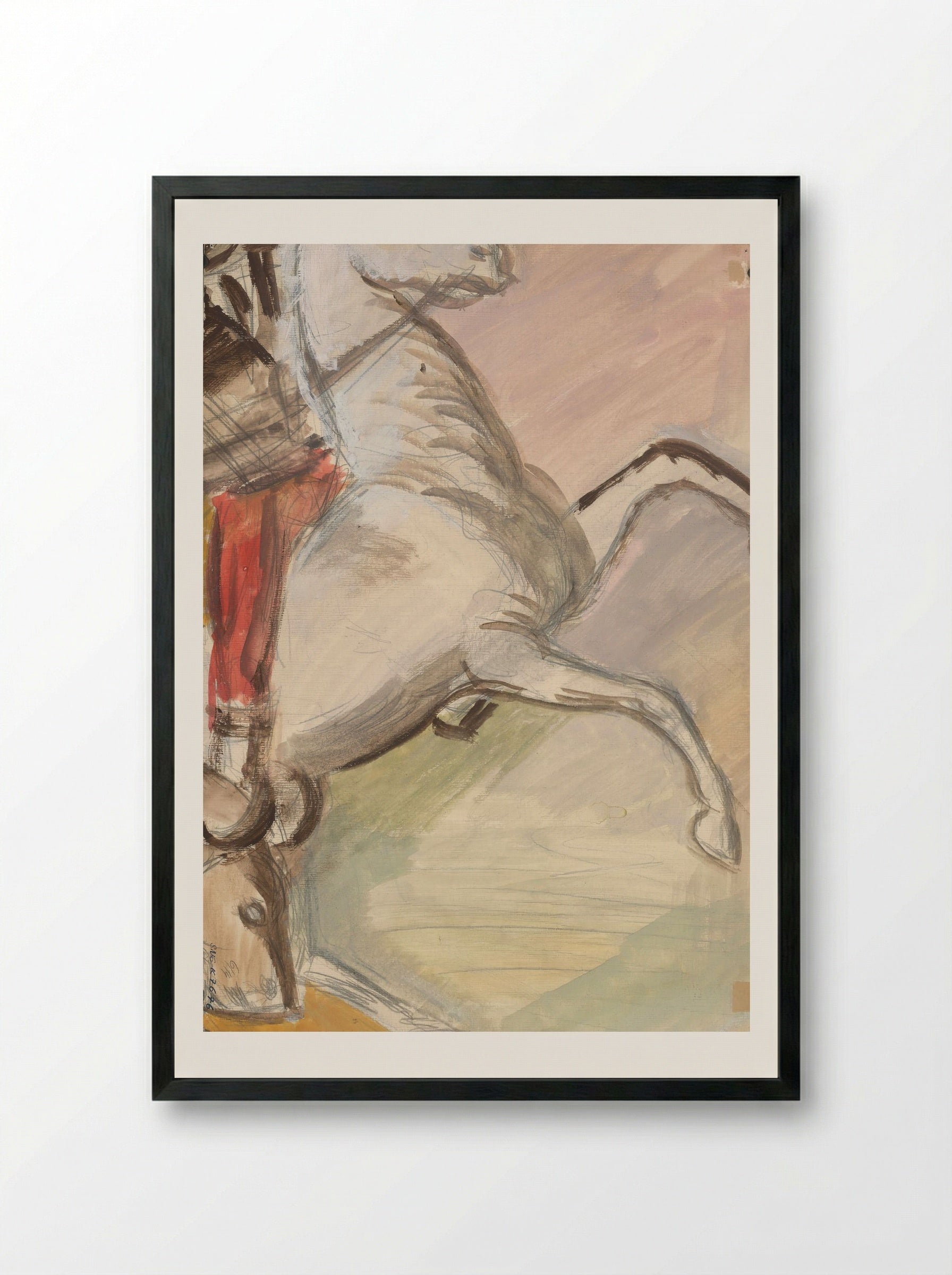 Study of a Horse and Rider - Cyprián Majerník - Framed Print Black