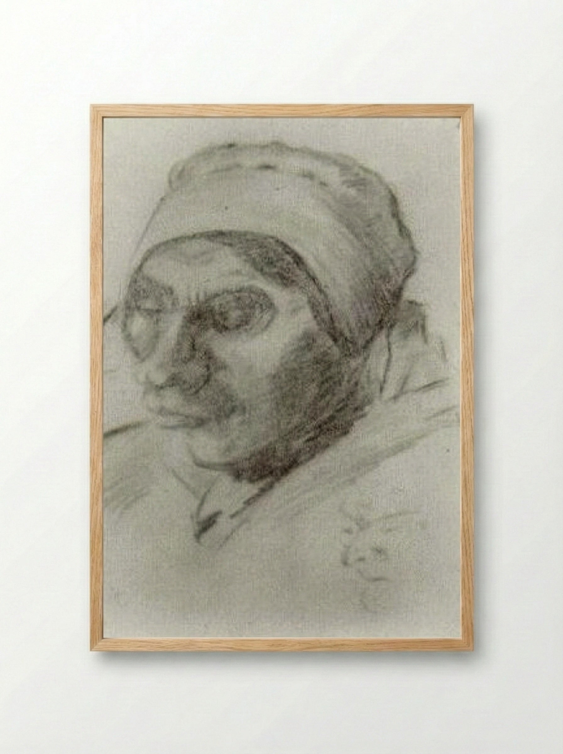 Head of a Peasant Woman with Dark Cap - Vincent van Gogh - Framed Print Wood