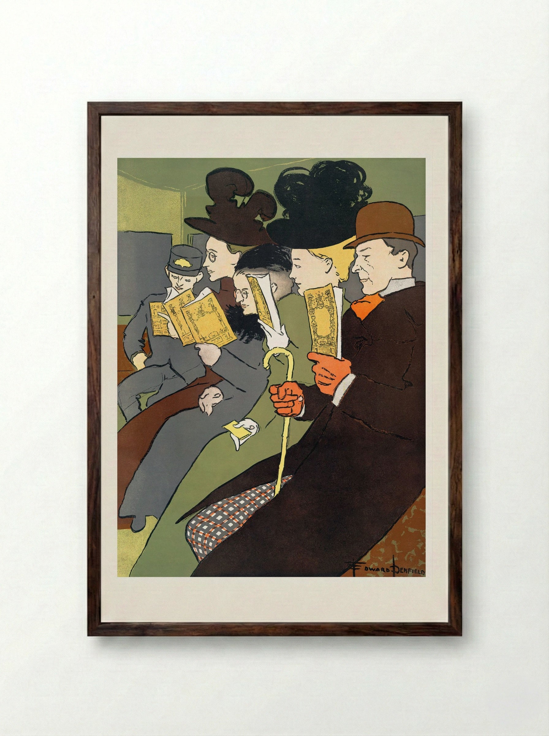 People Reading Books - Edward Penfield - Framed Print Dark Wood