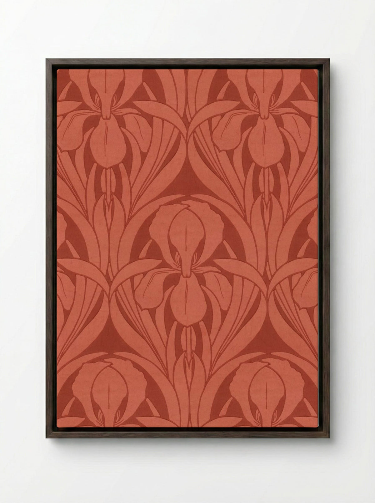 The Templemore (Floral Textile Design) - Fine Art Print - Framed Canvas Dark Wood