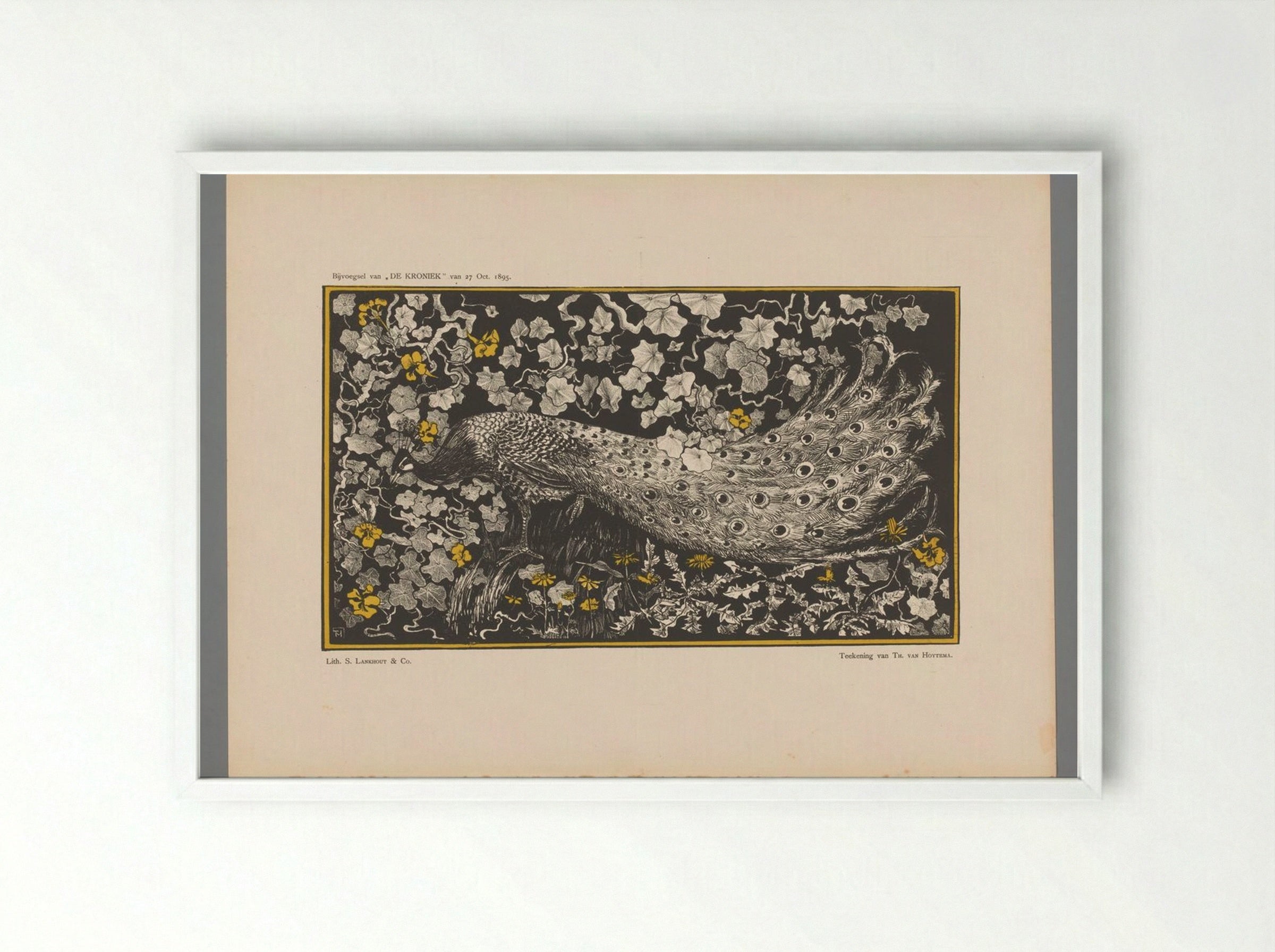 Pauw (Peacock Design) - Theo van Hoytema - Framed Print White