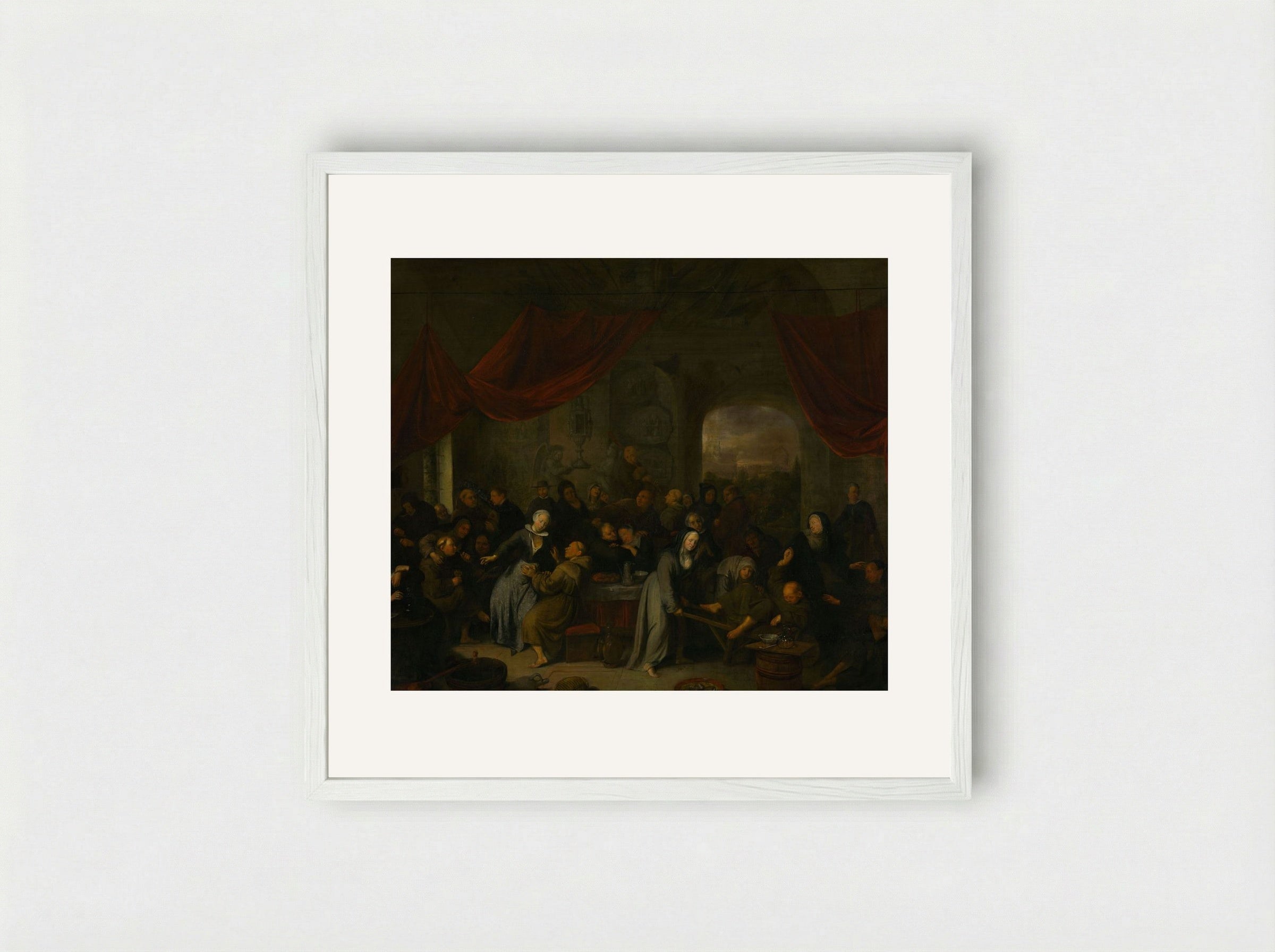 Monk's Entertainment in a Roman Cloister - Pieter Jansz. Quast - Framed Print White