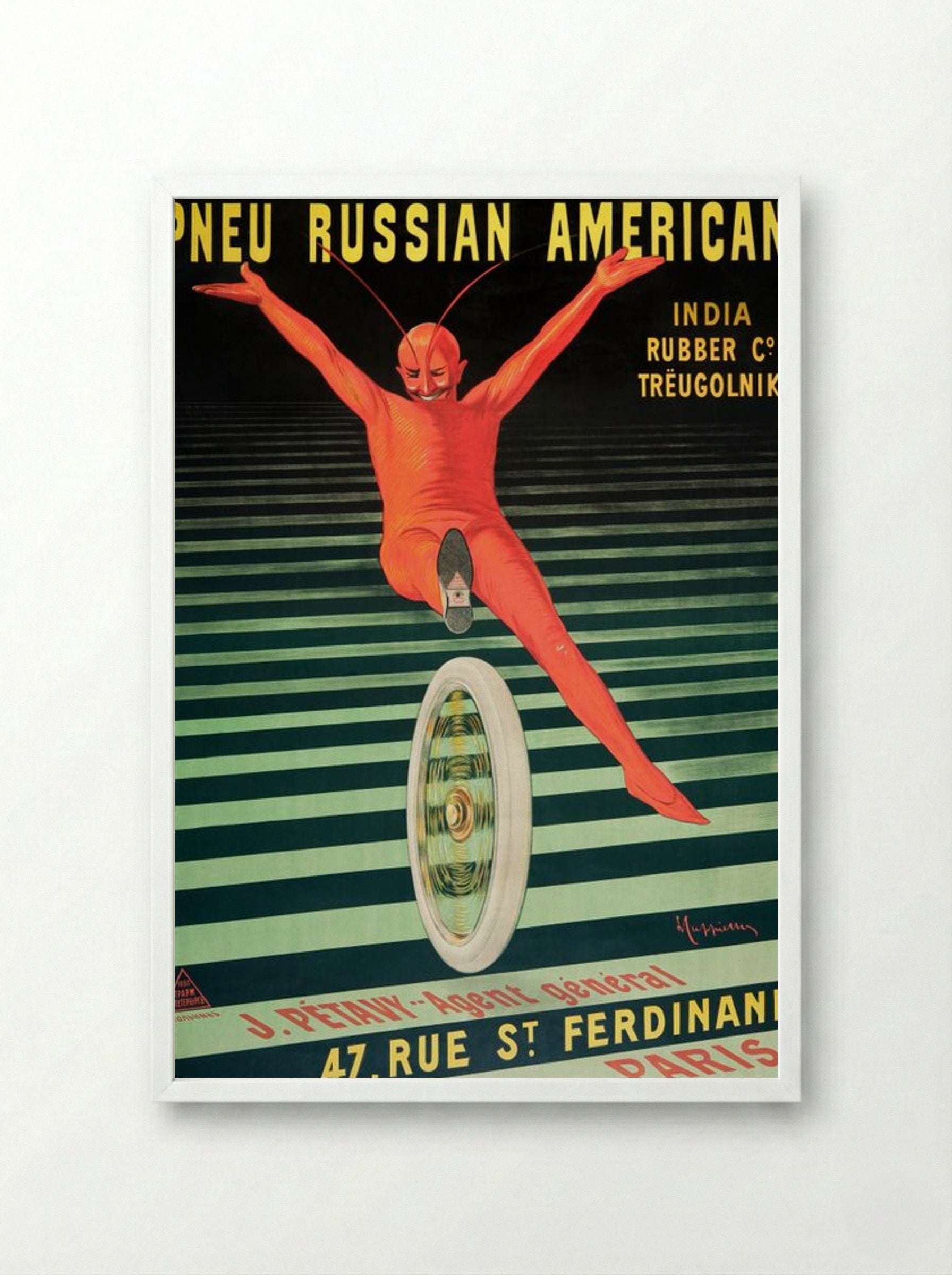 Pneu Russian American - India Rubber Co. Trëugolnik - Leonetto Cappiello - Framed Print White