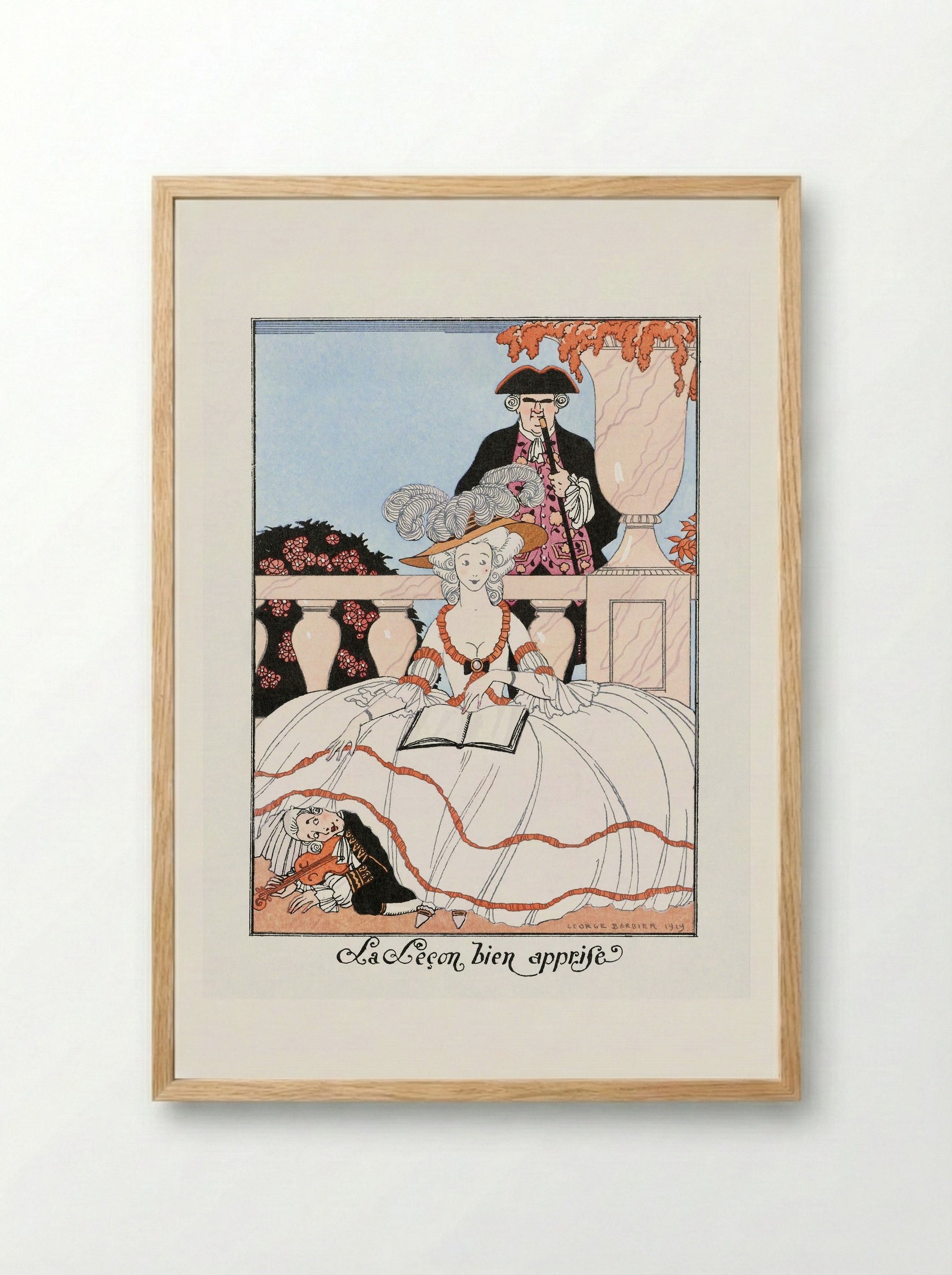 La Leçon bien apprise - George Barbier - Framed Print Wood