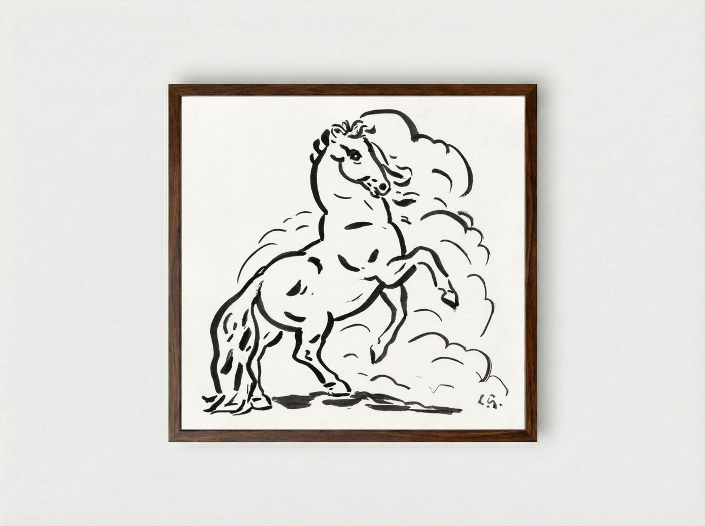 Rearing Horse - Leo Gestel - Framed Print Dark Wood