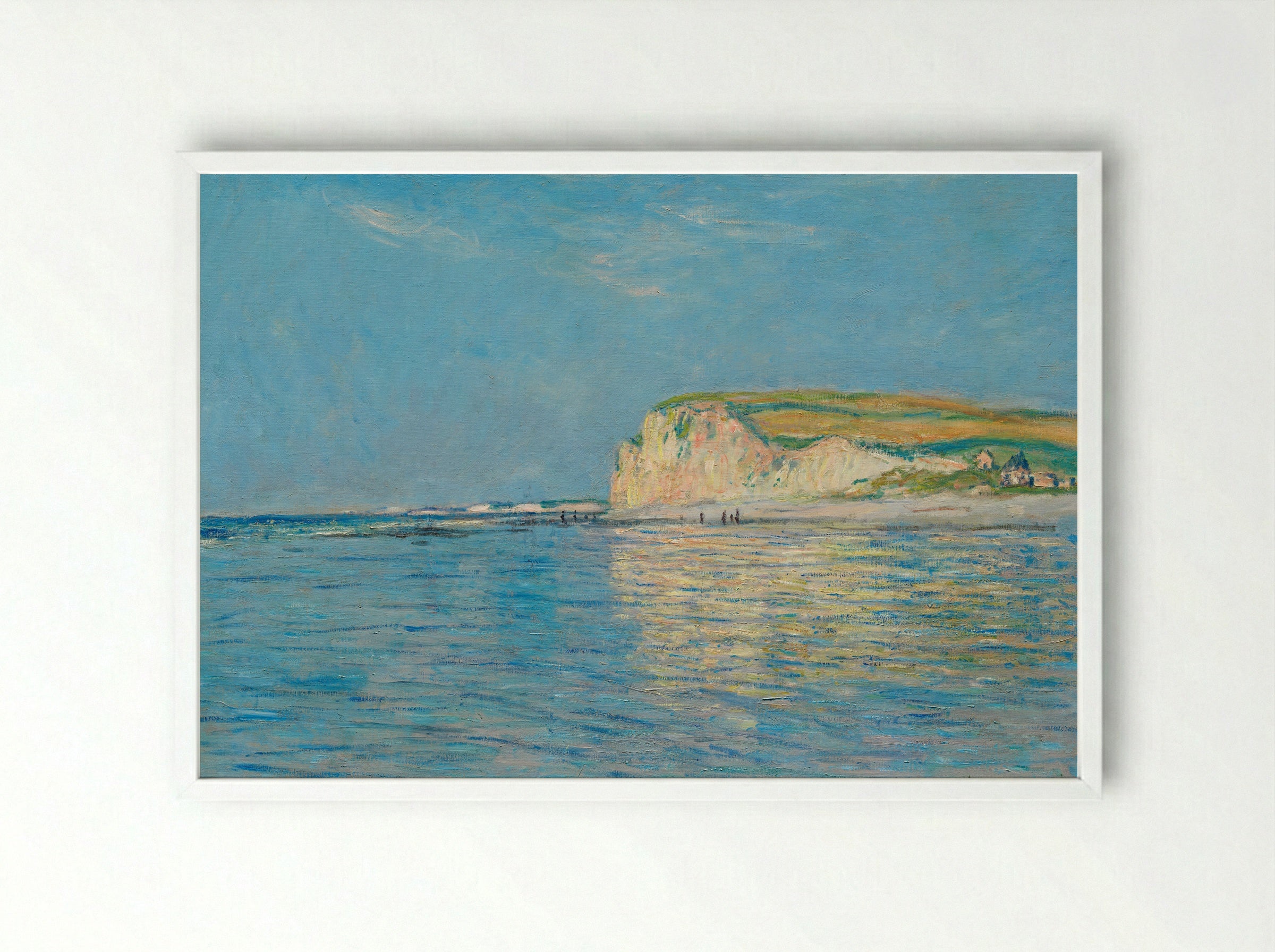 Low Tide at Pourville, near Dieppe - Claude Monet - Framed Print White