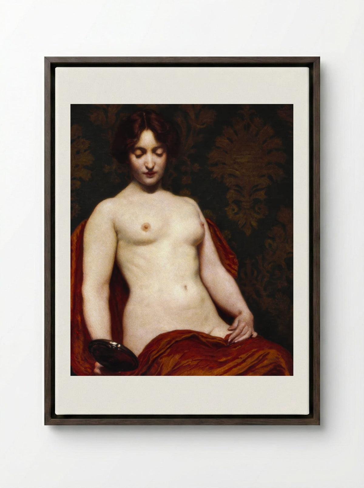 The Silver Hand Glass - Kenyon Cox - Framed Canvas Dark Wood