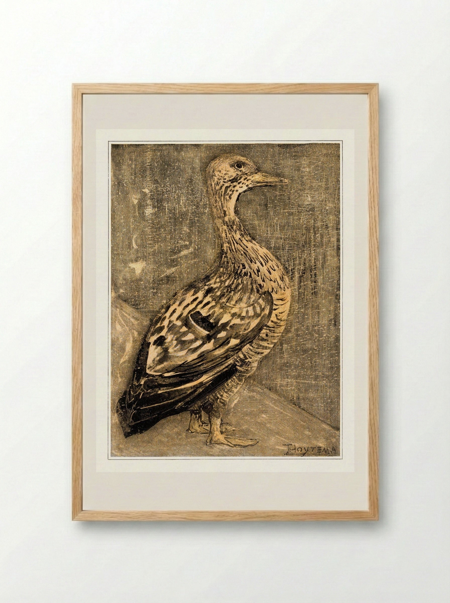 Standing Duck - Theo van Hoytema - Framed Print Wood