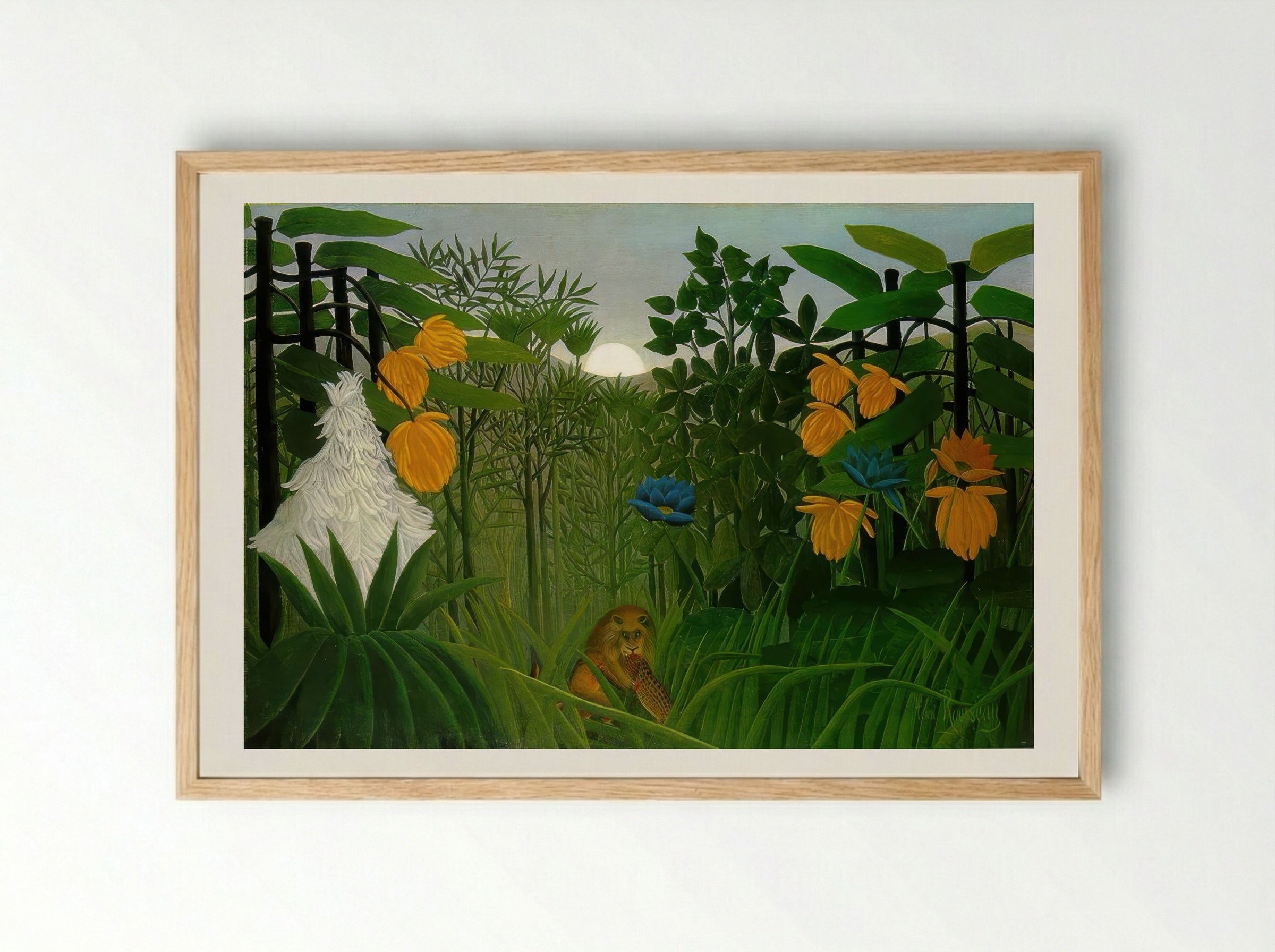 The Repast of the Lion by Henri Rousseau – Naïve Art Jungle Wildlife Print - Framed Print Wood