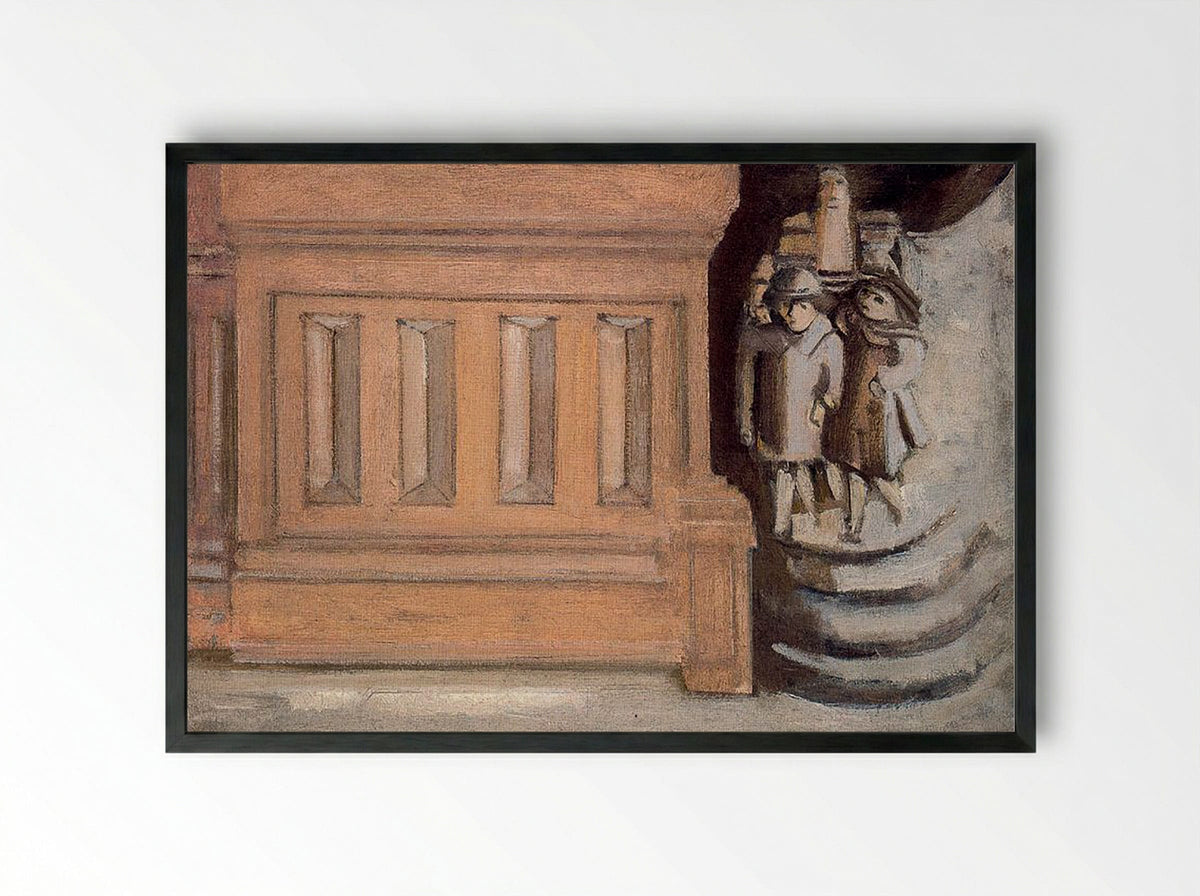 Untitled (Architectural Detail with Figures) - Fine Art Print - Framed Print Black
