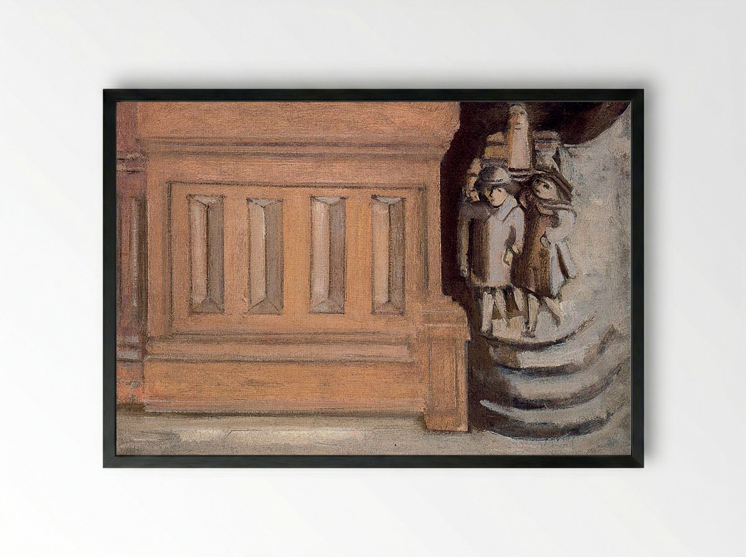 Untitled (Architectural Detail with Figures) - Fine Art Print - Framed Print Black