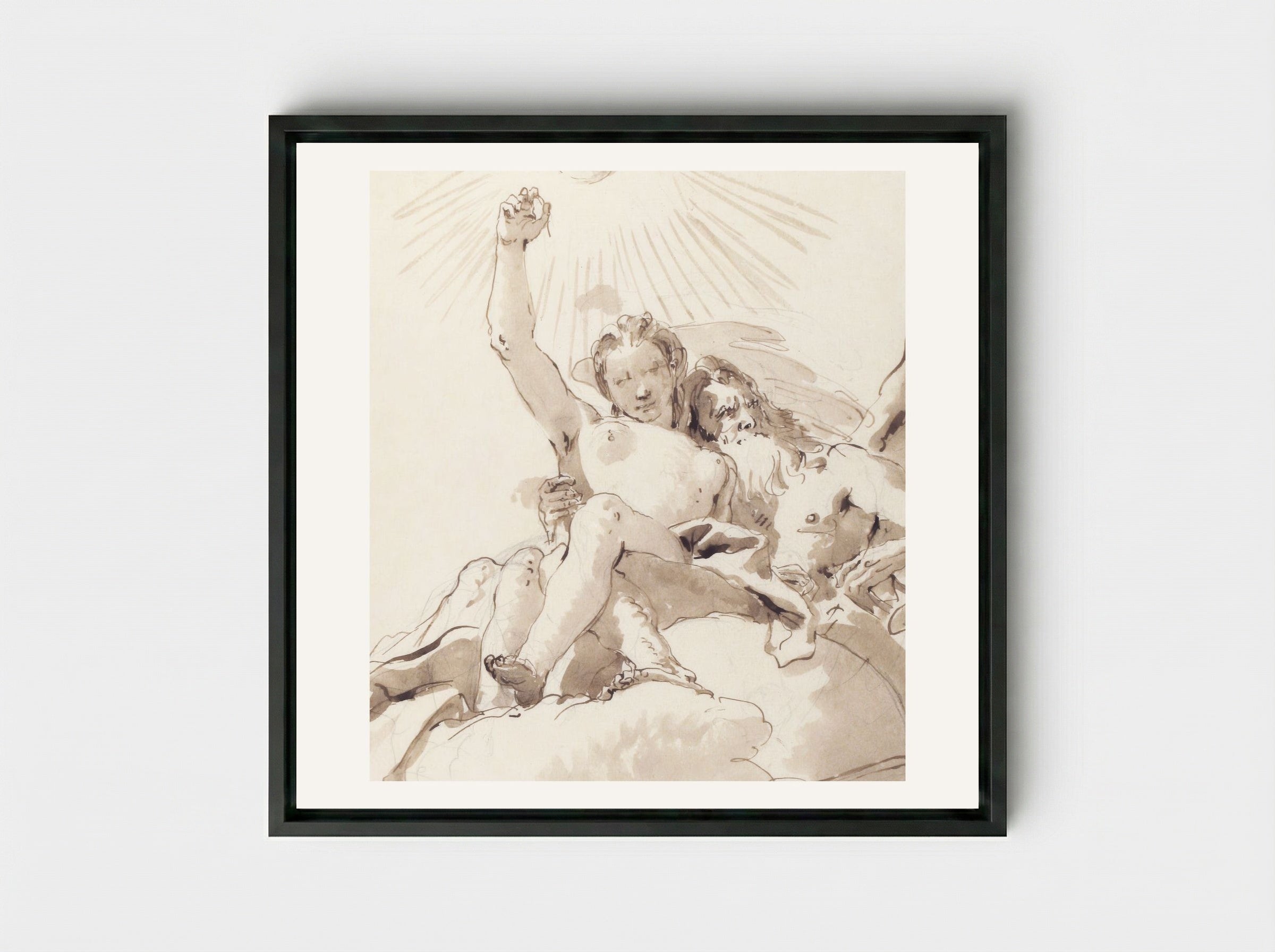 Time and Truth - Giovanni Battista Tiepolo - Framed Canvas Black