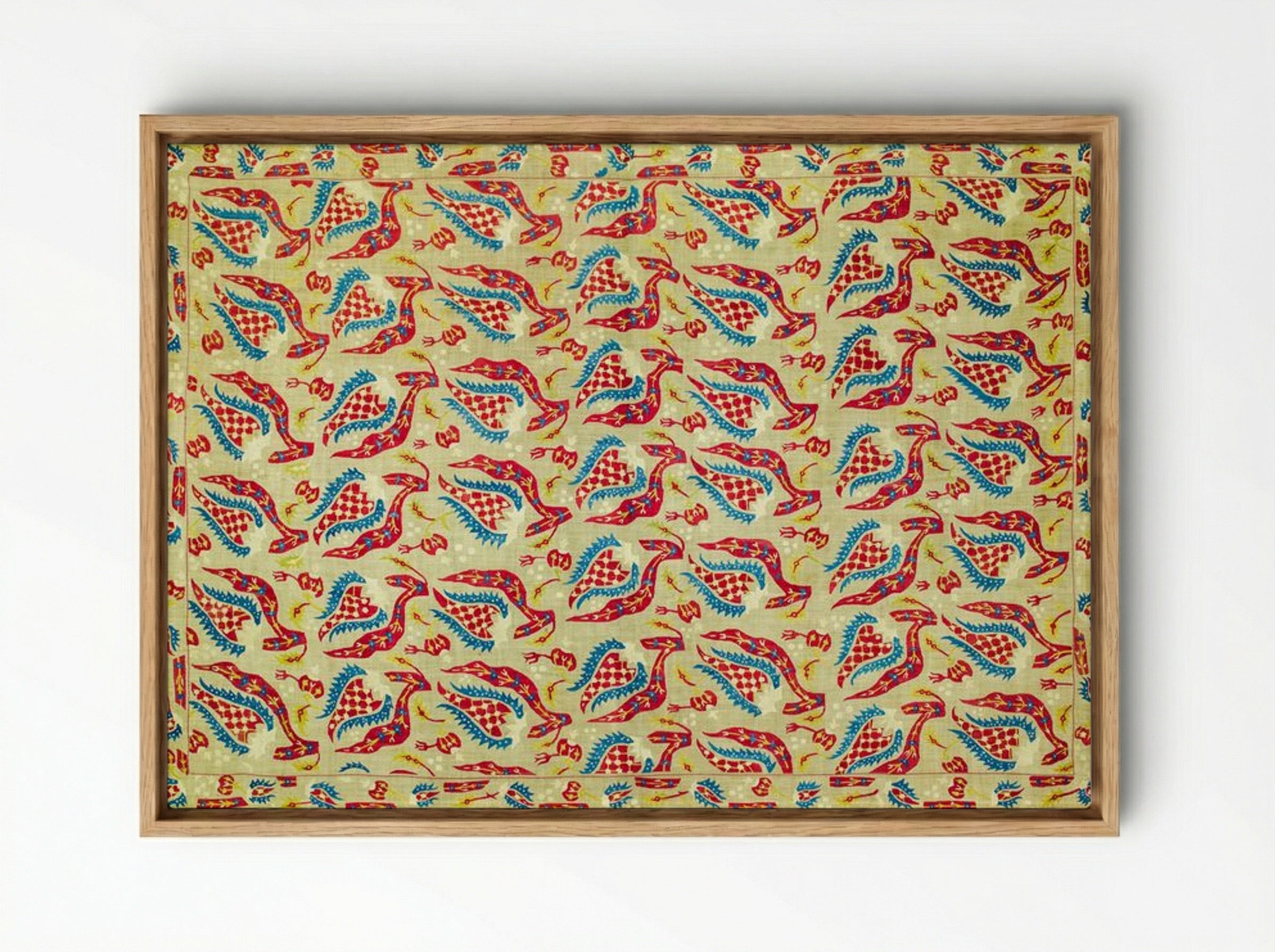 Turkish Bed Cover Pattern with Flowers and Leaves - William Morris - Framed Canvas Wood