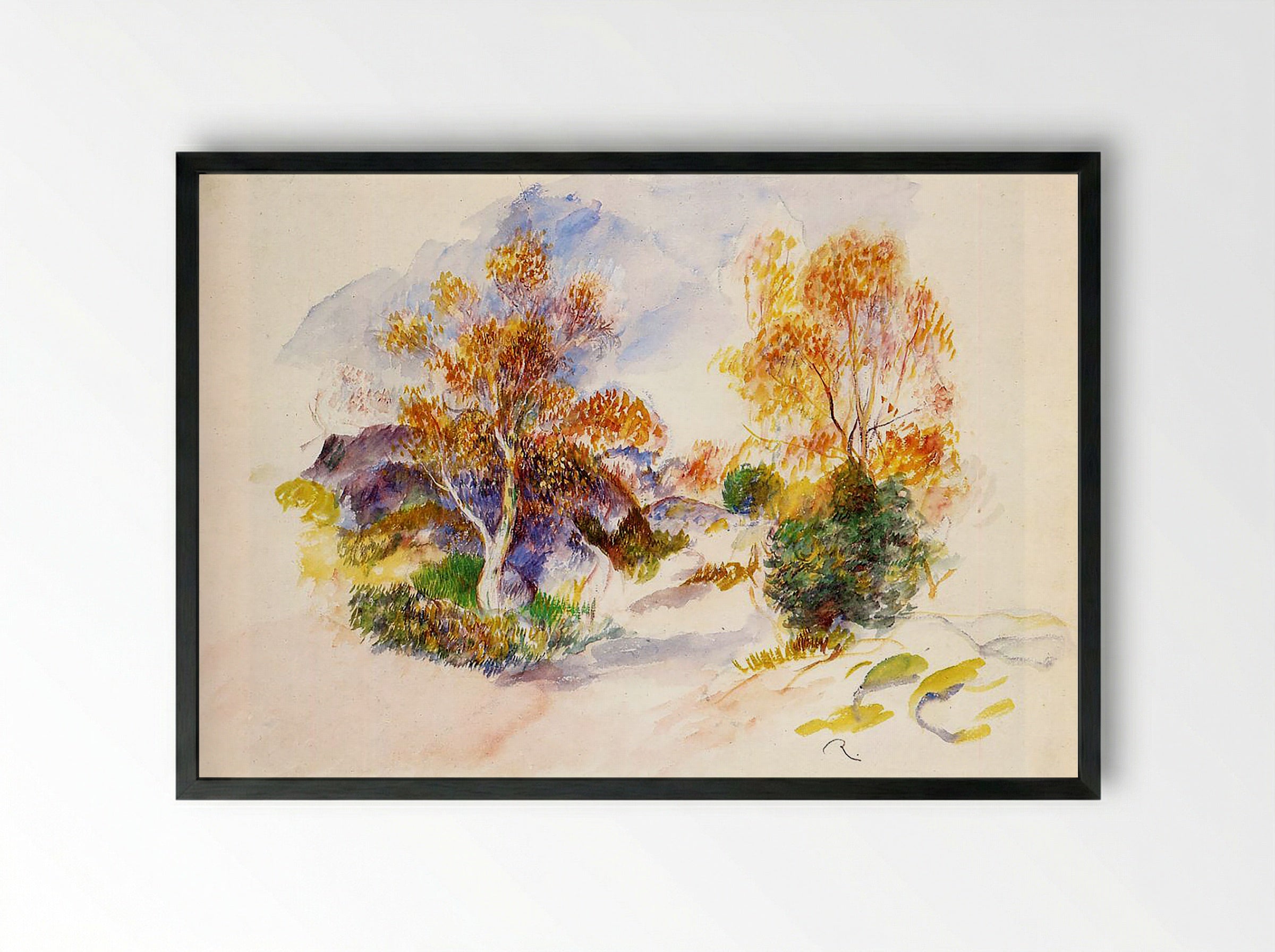Paysage aux Arbres (Landscape with Trees) - Pierre-Auguste Renoir - Framed Print Black