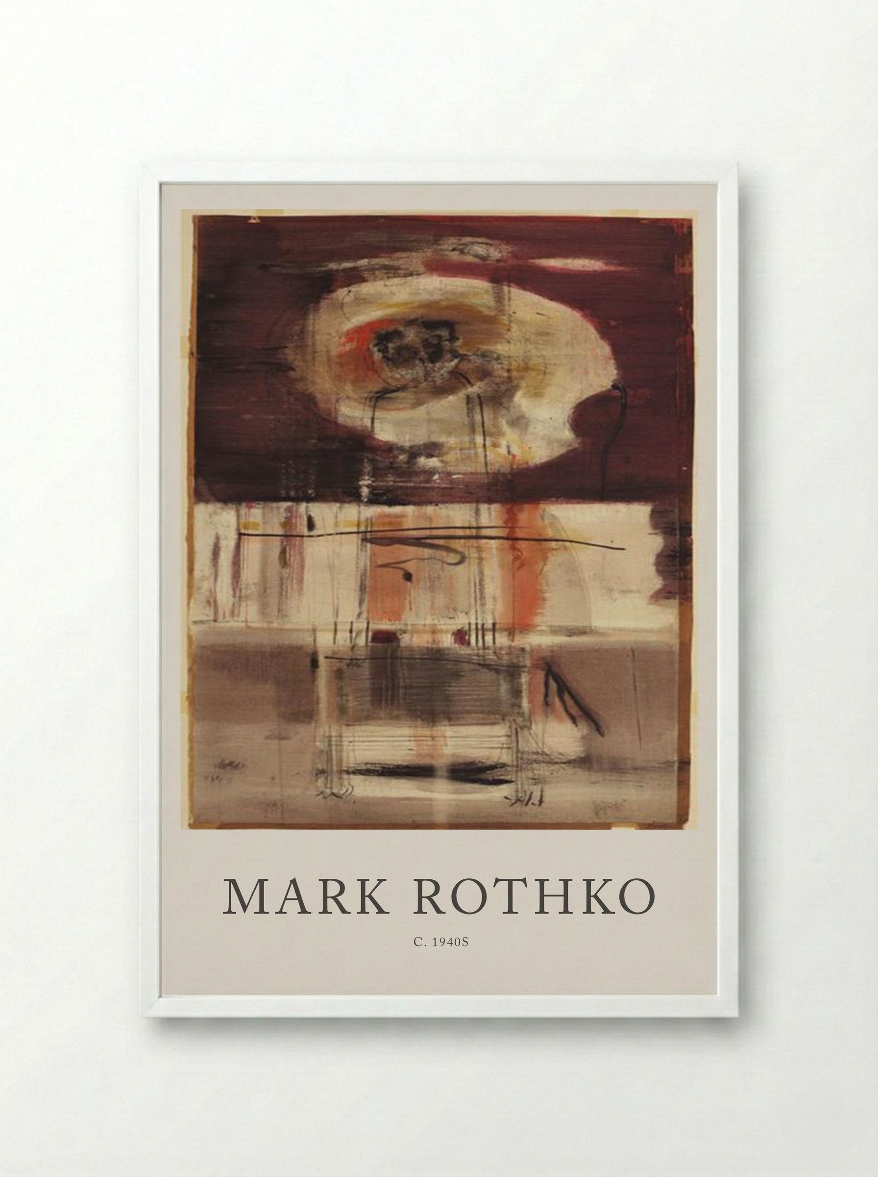 Untitled (Abstract Composition, c. 1940s) - Mark Rothko - Framed Print White