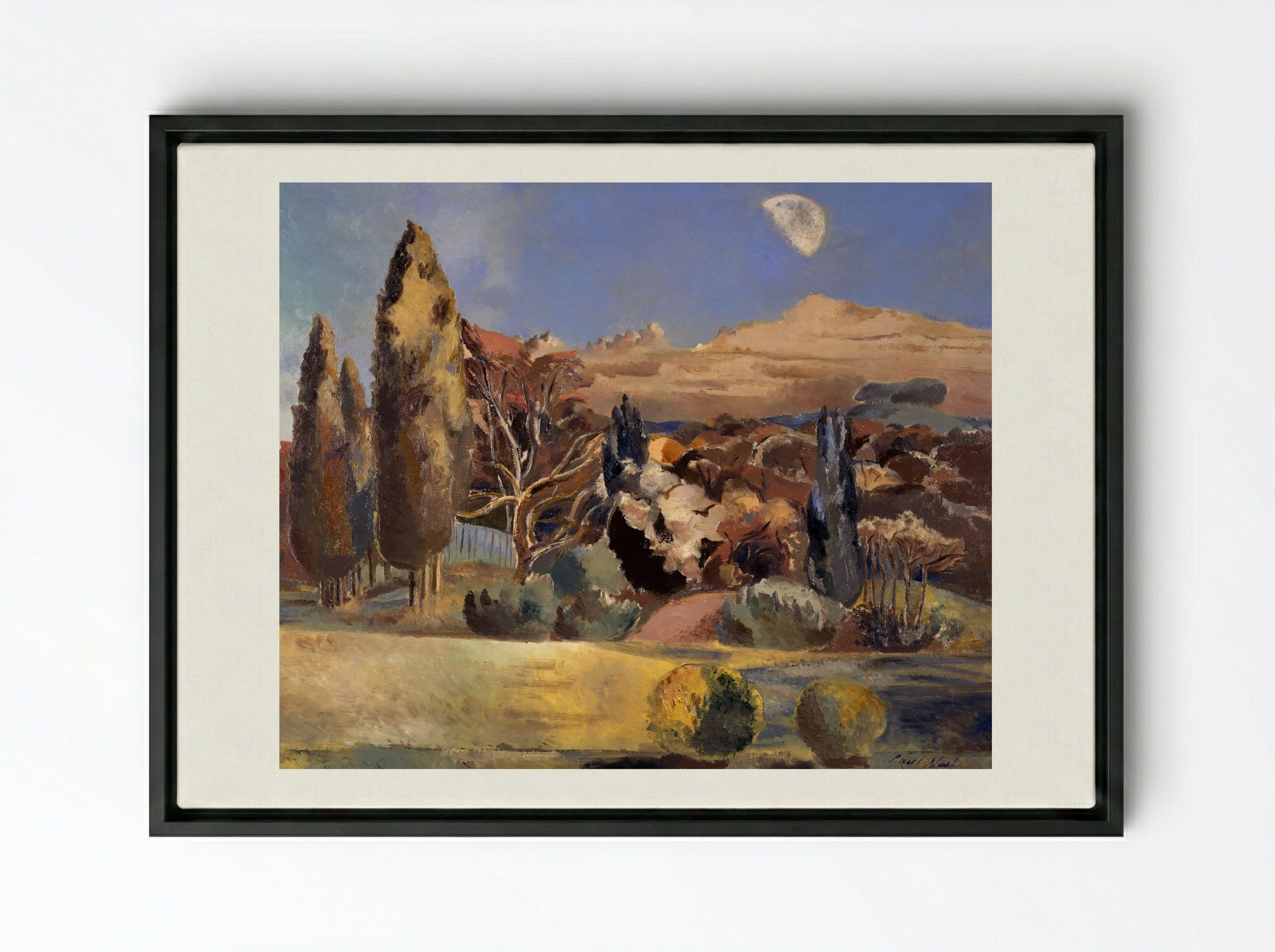 Landscape of the Moon's First Quarter - Paul Nash - Framed Canvas Black
