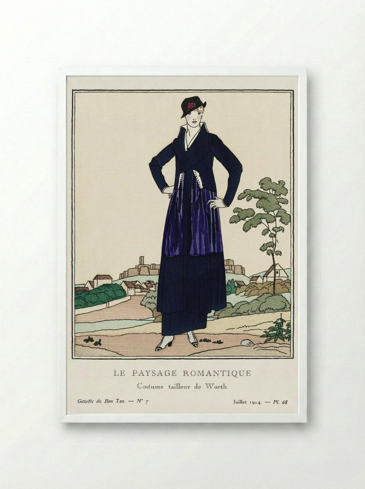 Le Paysage Romantique, Costume Tailleur de Worth - Bernard Boutet de Monvel - Framed Print White