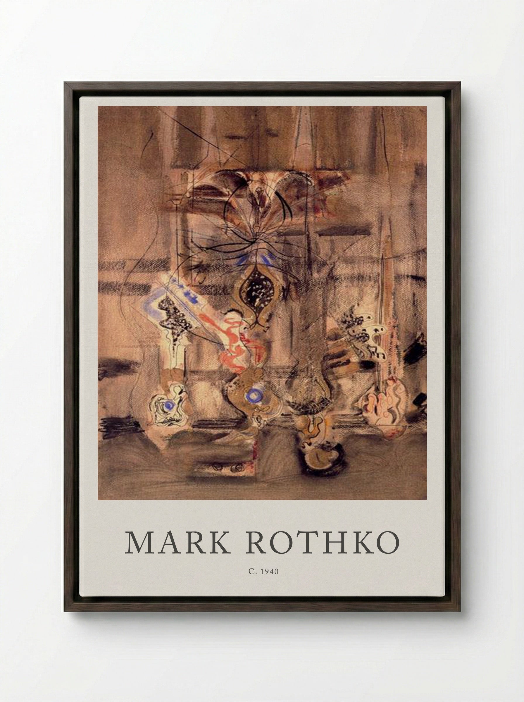 Untitled (Biomorphic Forms) - Mark Rothko - Framed Canvas Dark Wood
