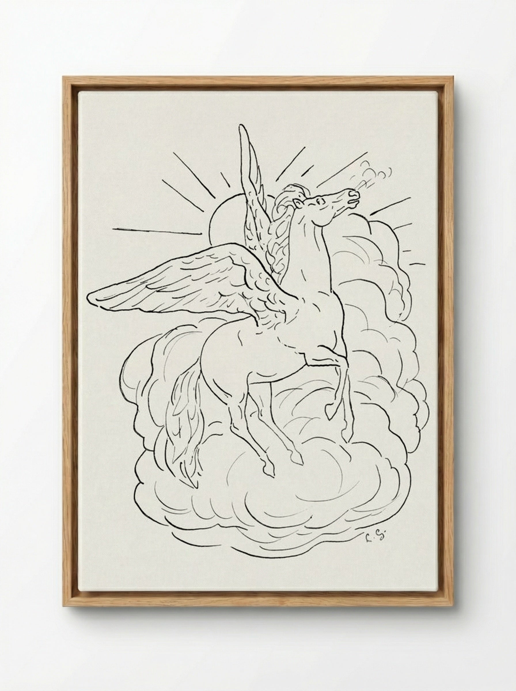 Pegasus Flies in Front of a Cloud - Leo Gestel - Framed Canvas Wood