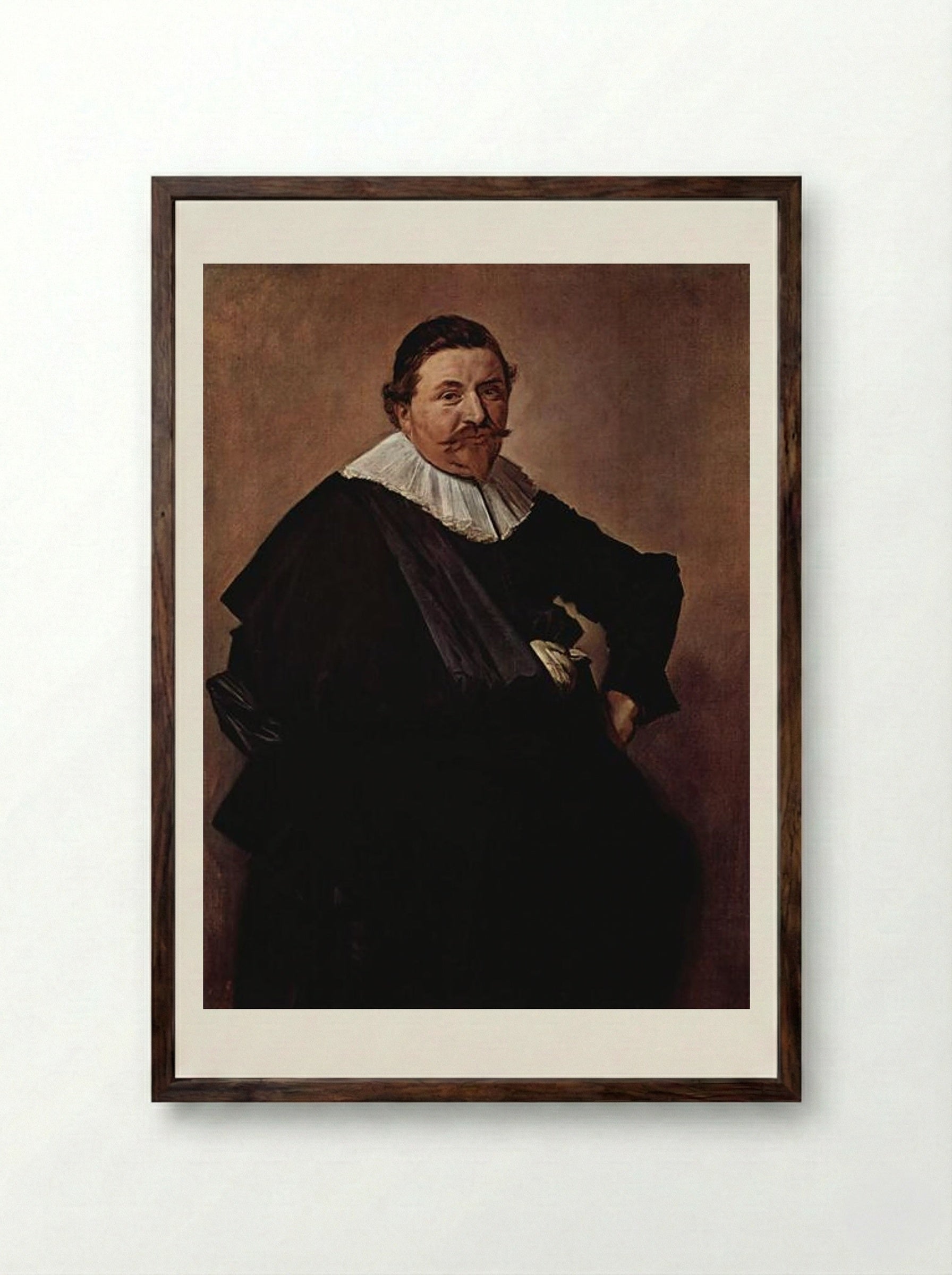 Portret van Lucas de Clercq - Frans Hals - Framed Print Dark Wood