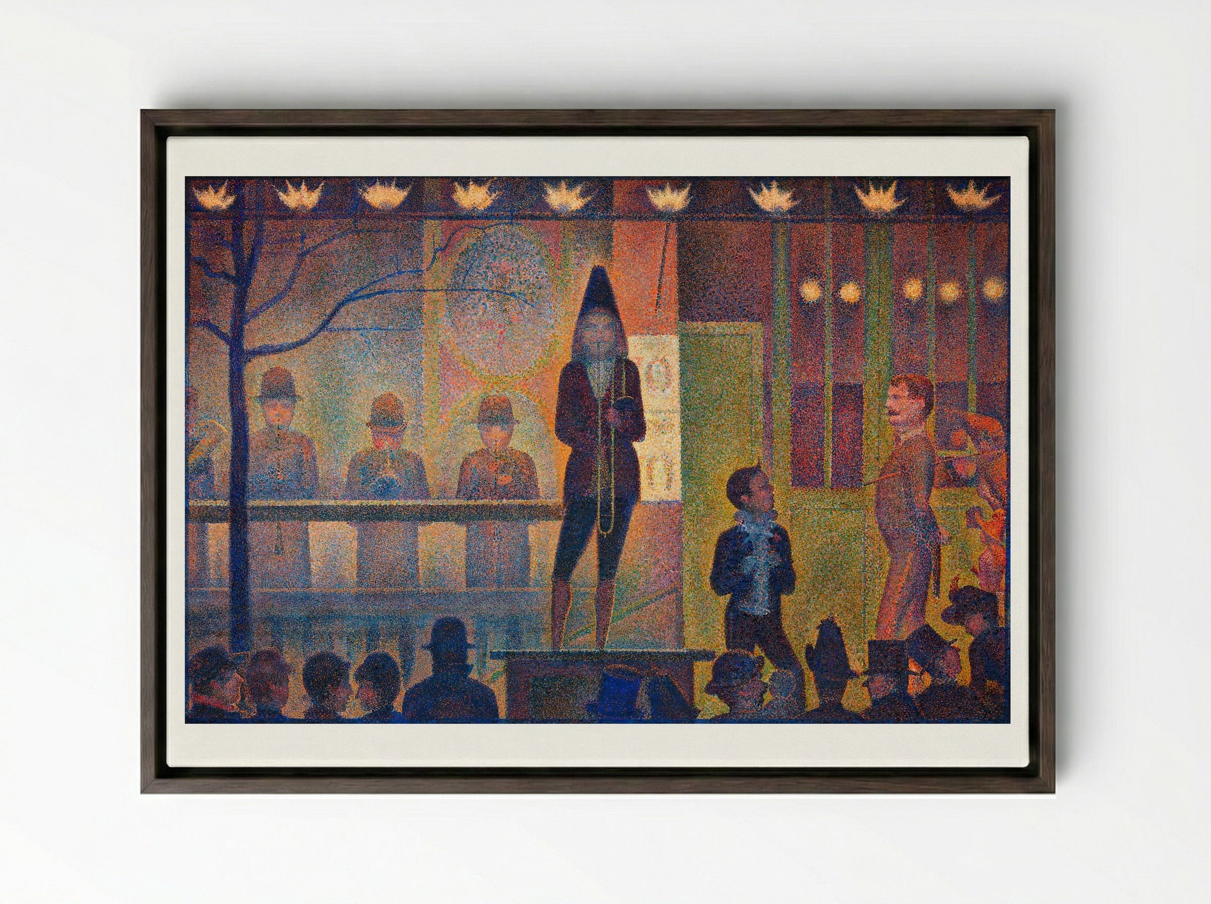 Circus Sideshow (Parade de Cirque) - Georges Seurat - Framed Canvas Dark Wood
