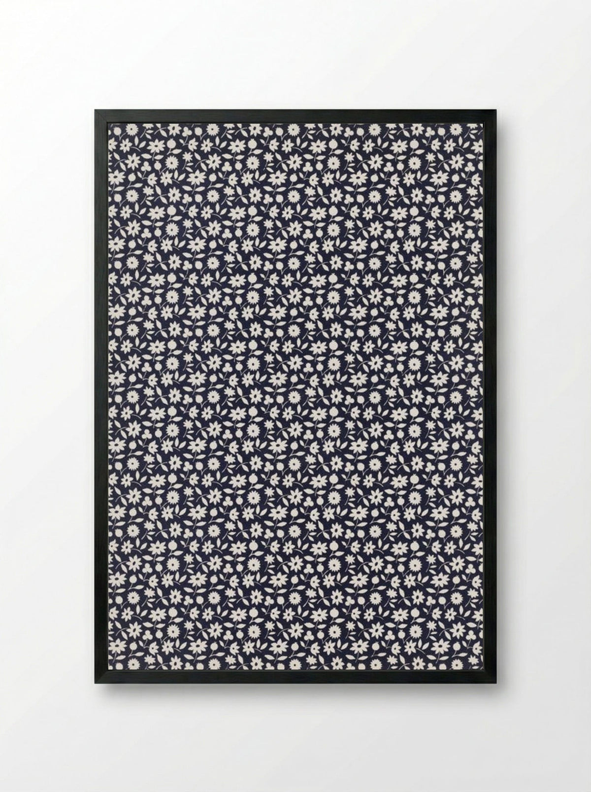 White Flowers Pattern - Charles Goy - Framed Print Black
