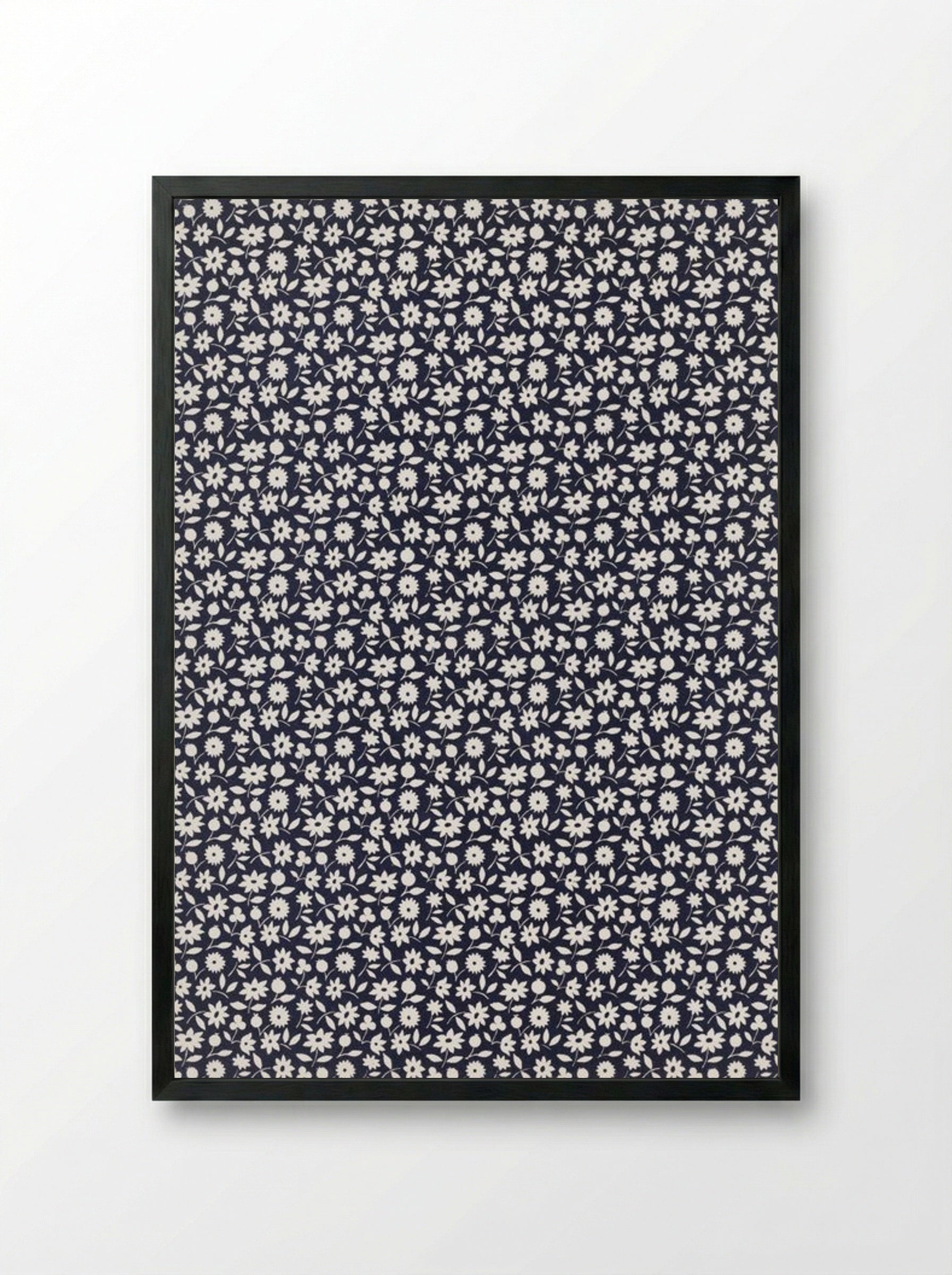 White Flowers Pattern - Charles Goy - Framed Print Black