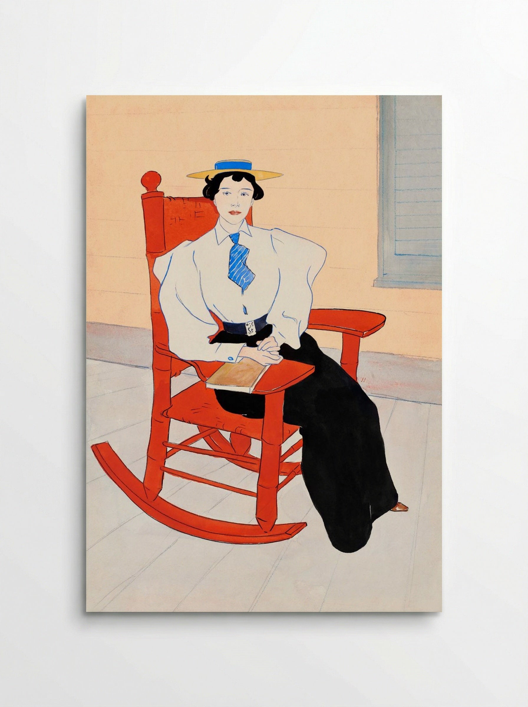 Young Woman Seated in a Red Rocking Chair - Edward Penfield - Poster