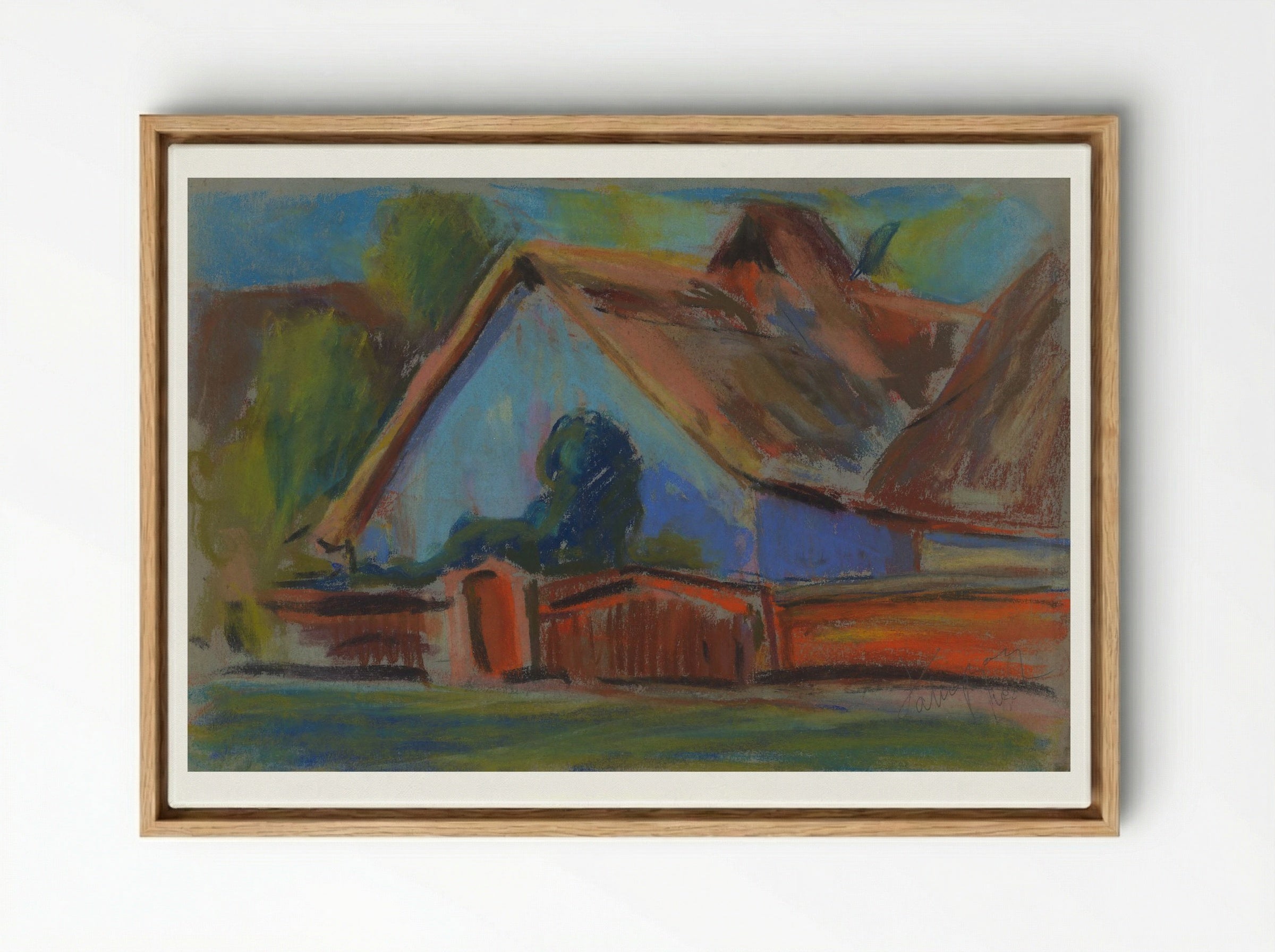 Blue Village Cottage - Zolo Palugyay - Framed Canvas Wood