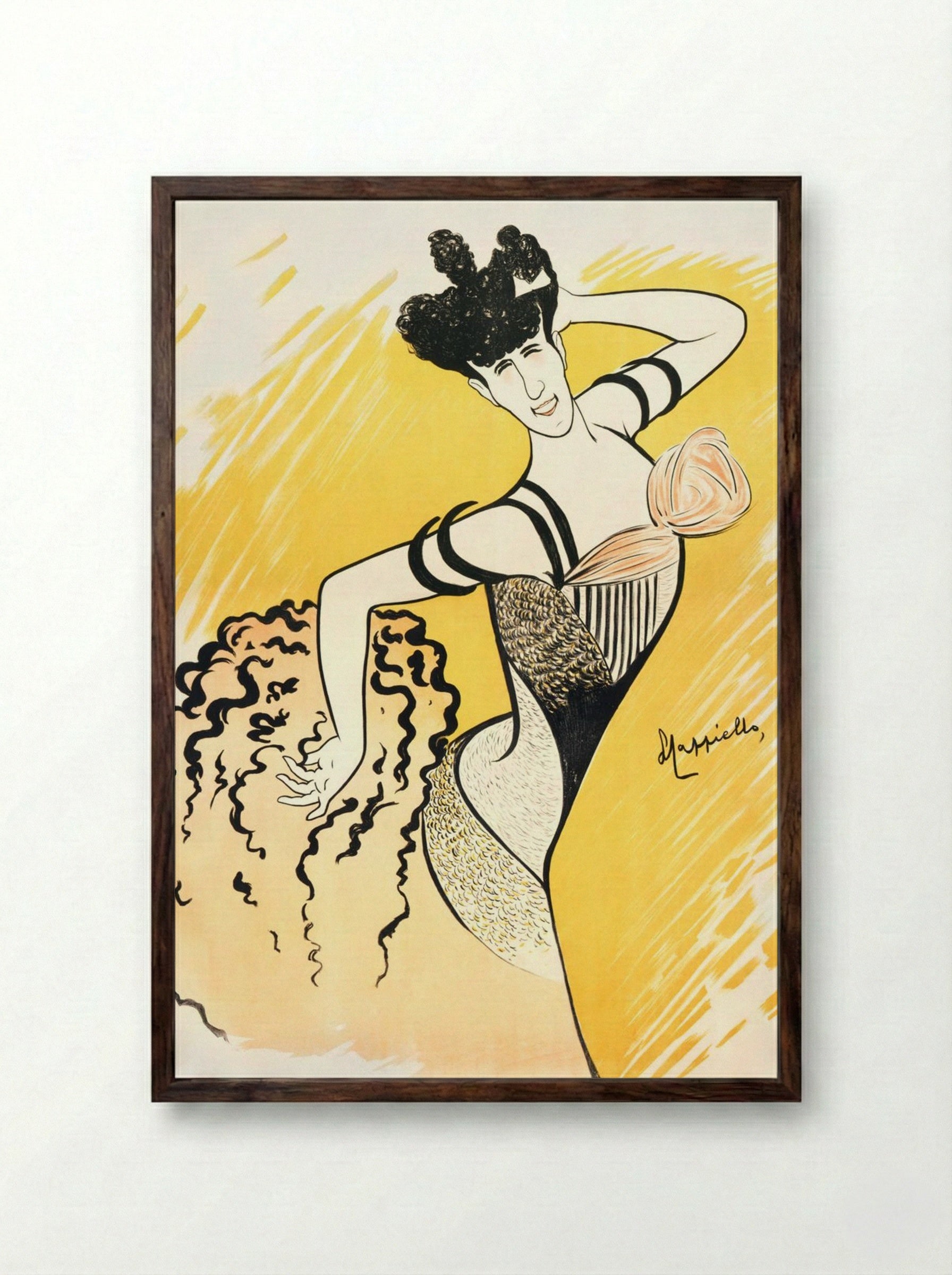 Louise Balthy at the Folies-Bergère - Leonetto Cappiello - Framed Print Dark Wood