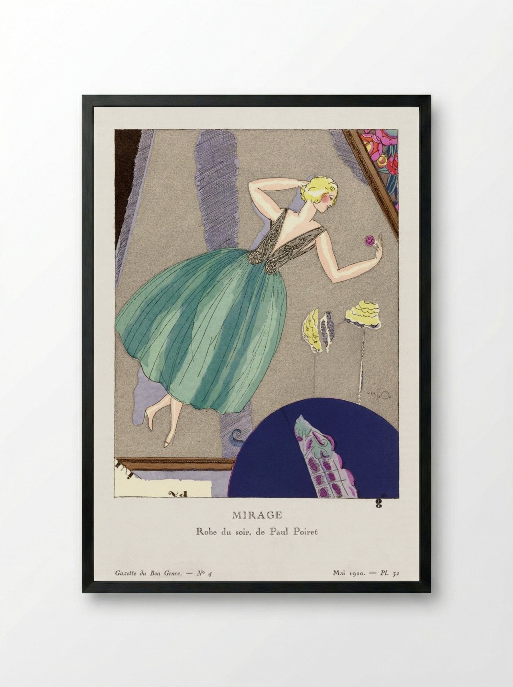 Mirage, Evening Gown Design - Paul Poiret - Framed Print Black