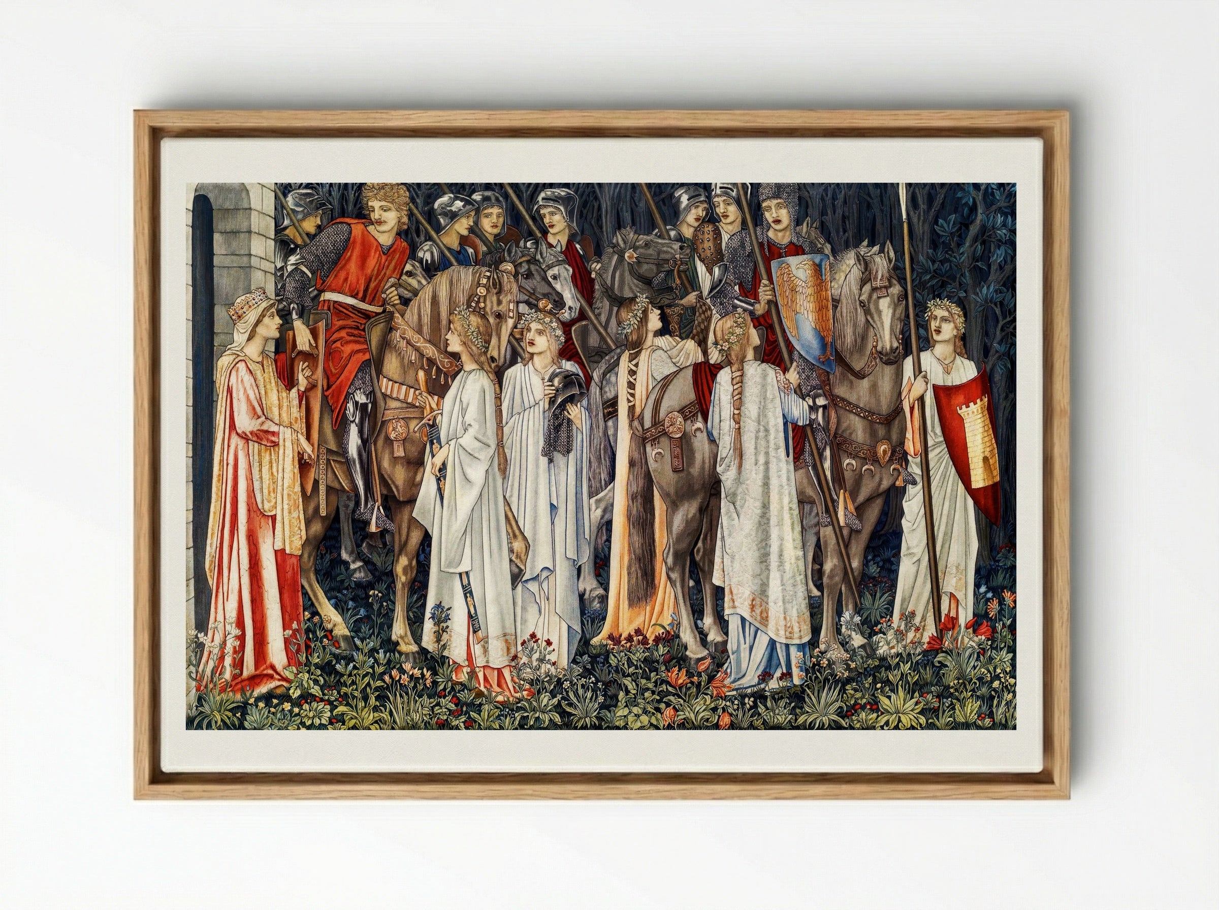 The Arming and Departure of the Knights - William Morris - Framed Canvas Wood