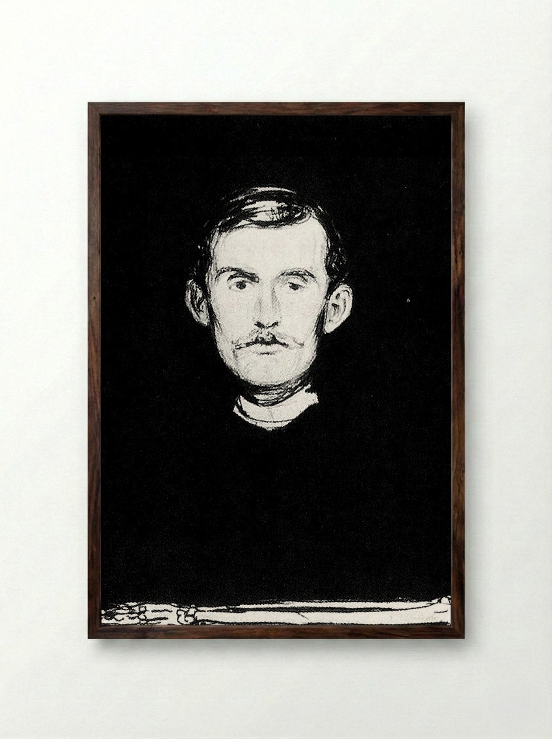 Self-Portrait I - Edvard Munch - Framed Print Dark Wood