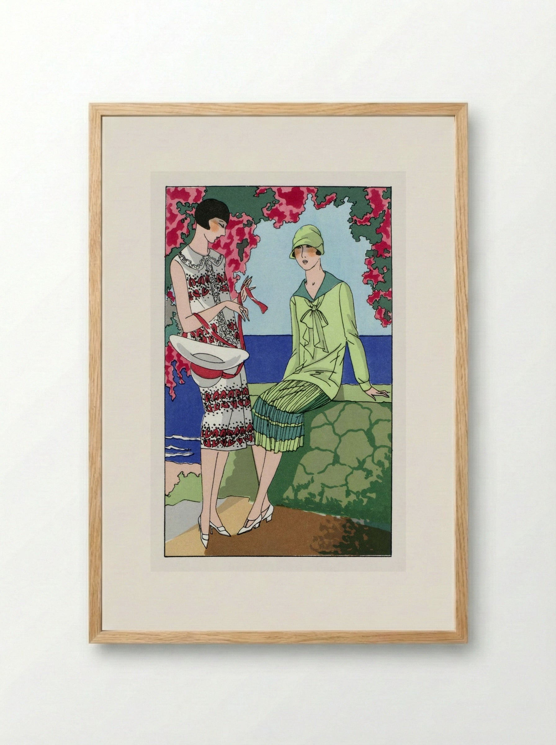 Two Women in Summer Dresses - Martial et Armand and Lucien Lelong - Framed Print Wood