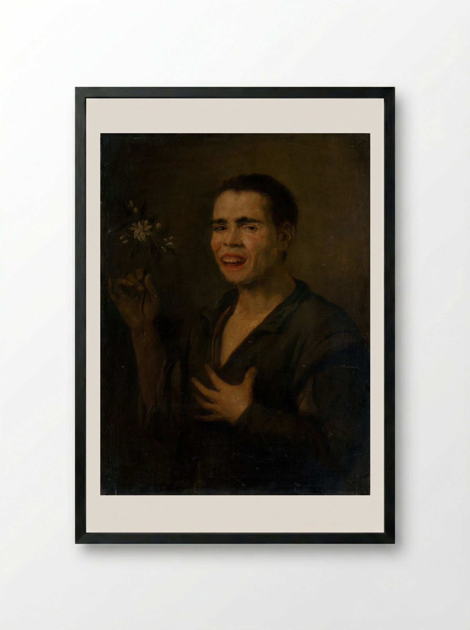 Boy with Orange Blossom - Bartolomé Esteban Murillo - Framed Print Black