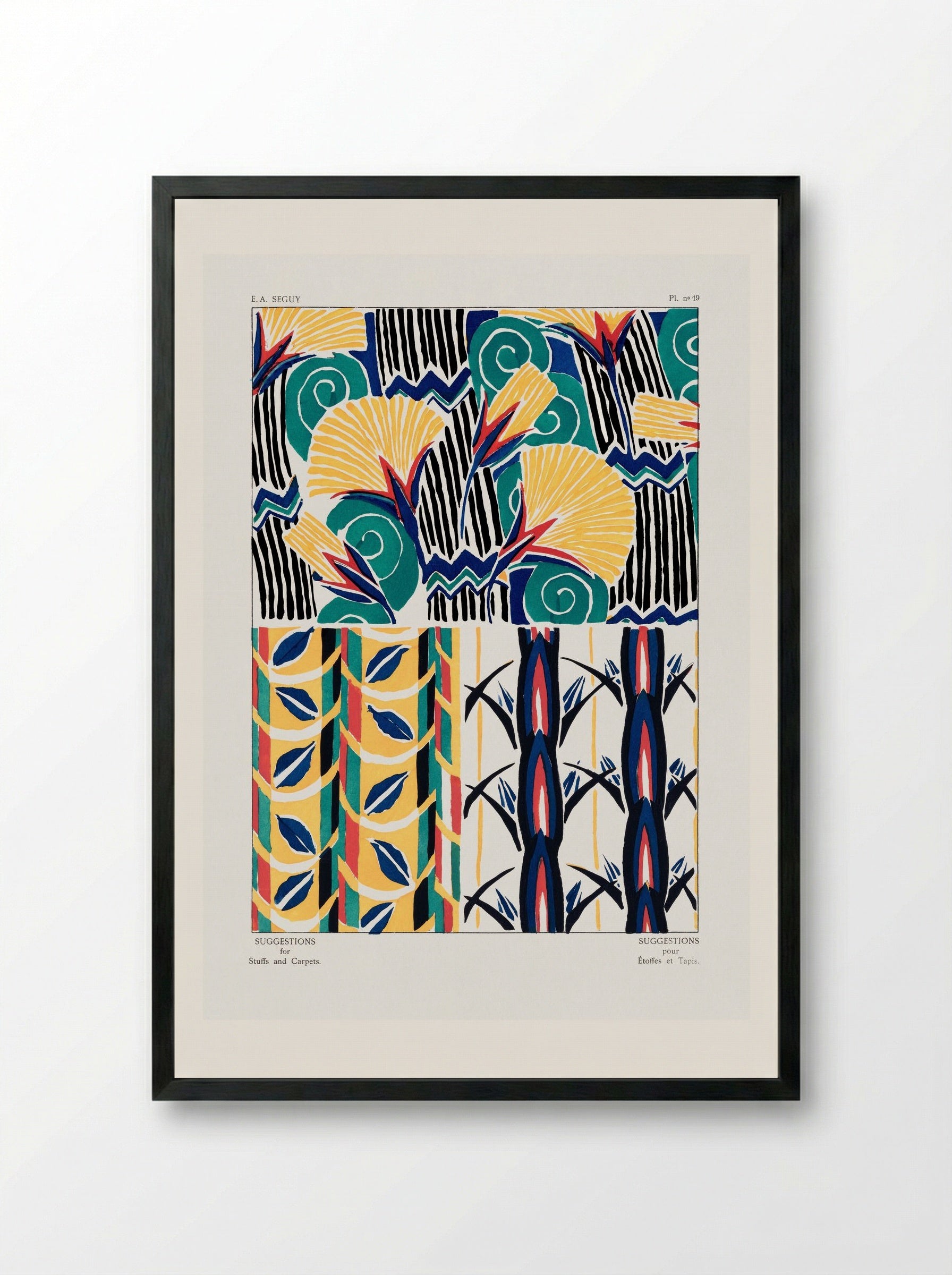 Suggestions for Stuffs and Carpets, Plate 19 - Émile-Allain Séguy - Framed Print Black