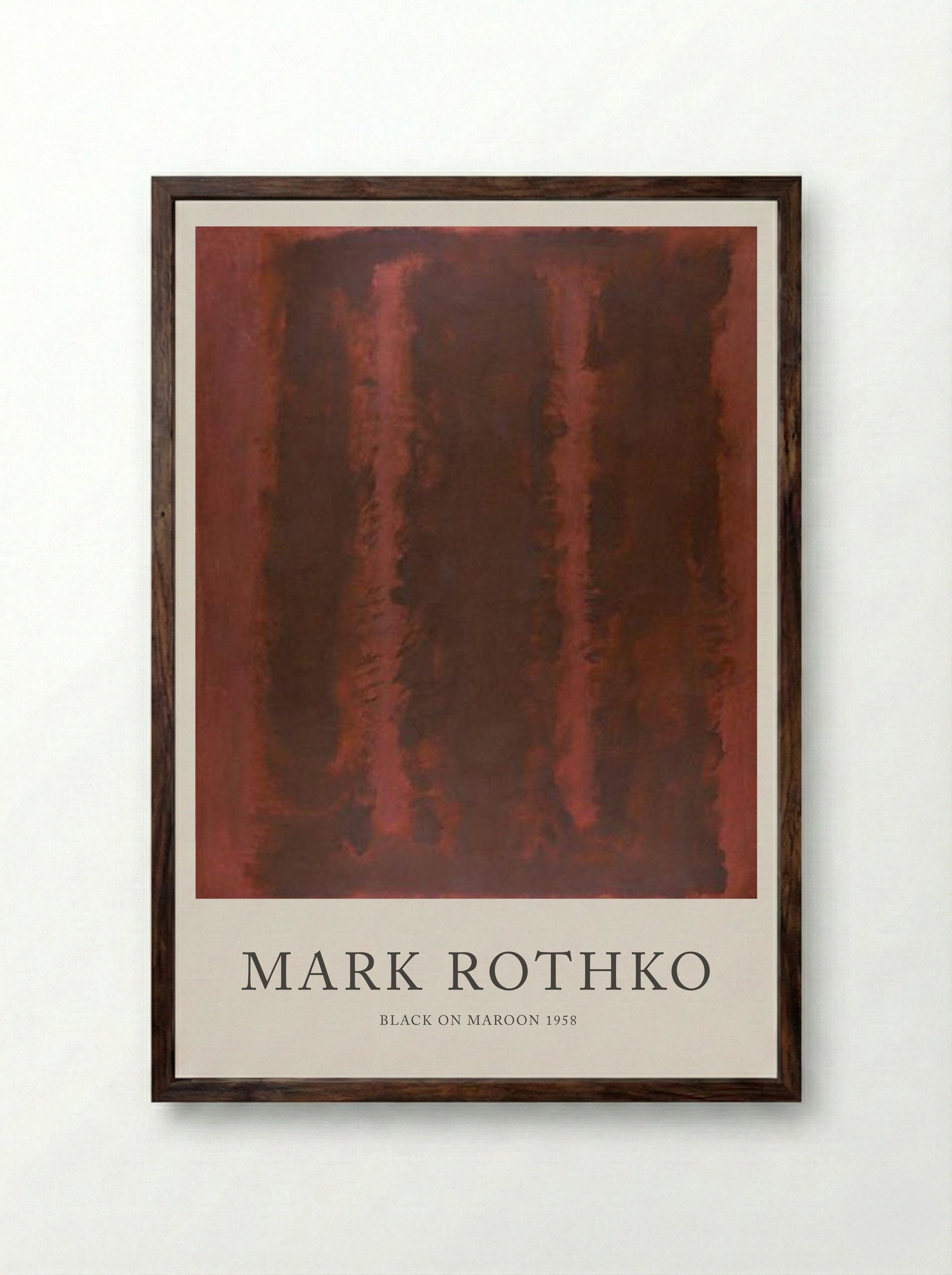 Black on Maroon - Mark Rothko - Framed Print Dark Wood