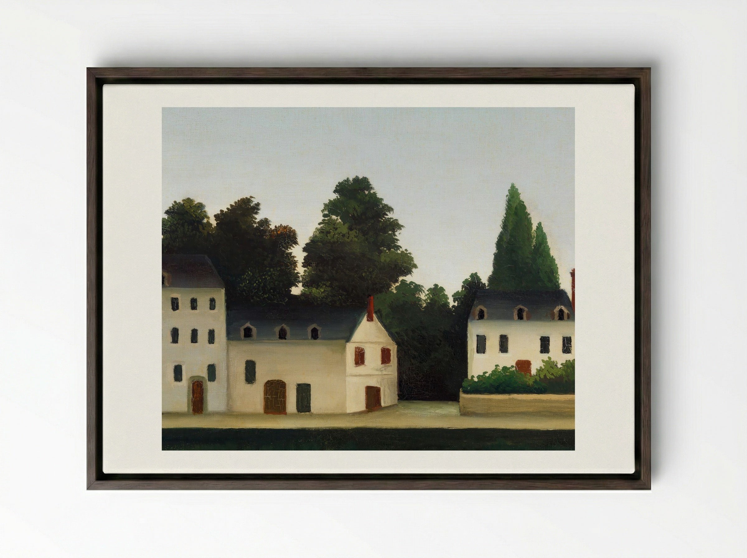 Landscape and Four Fishermen - Henri Rousseau - Framed Canvas Dark Wood