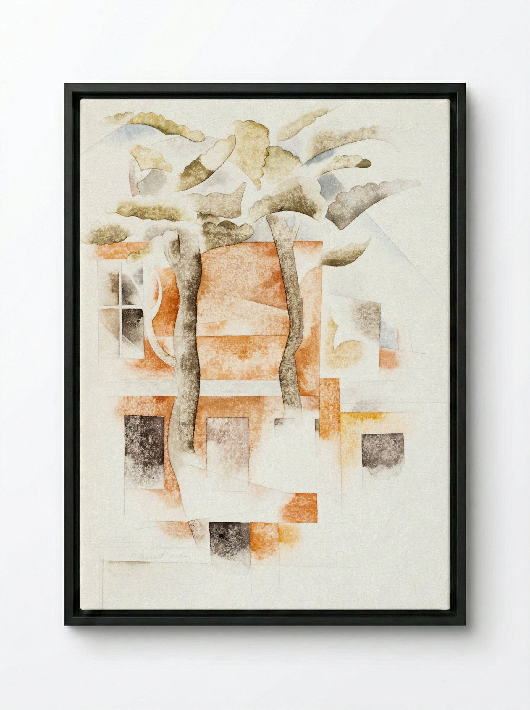 Bermuda Houses Seen Through Trees - Charles Demuth - Framed Canvas Black