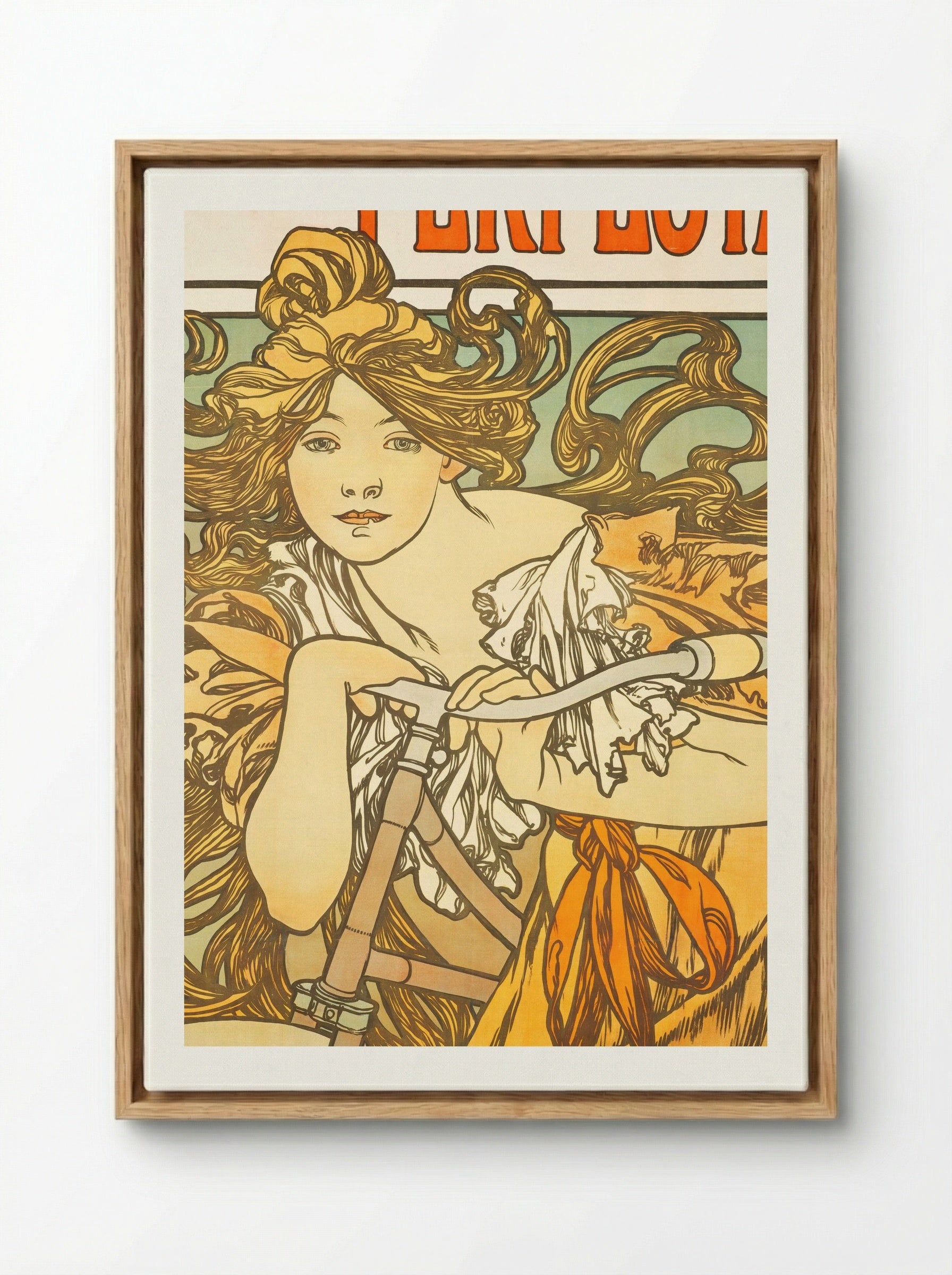 Cycles Perfecta - Alphonse Mucha - Framed Canvas Wood