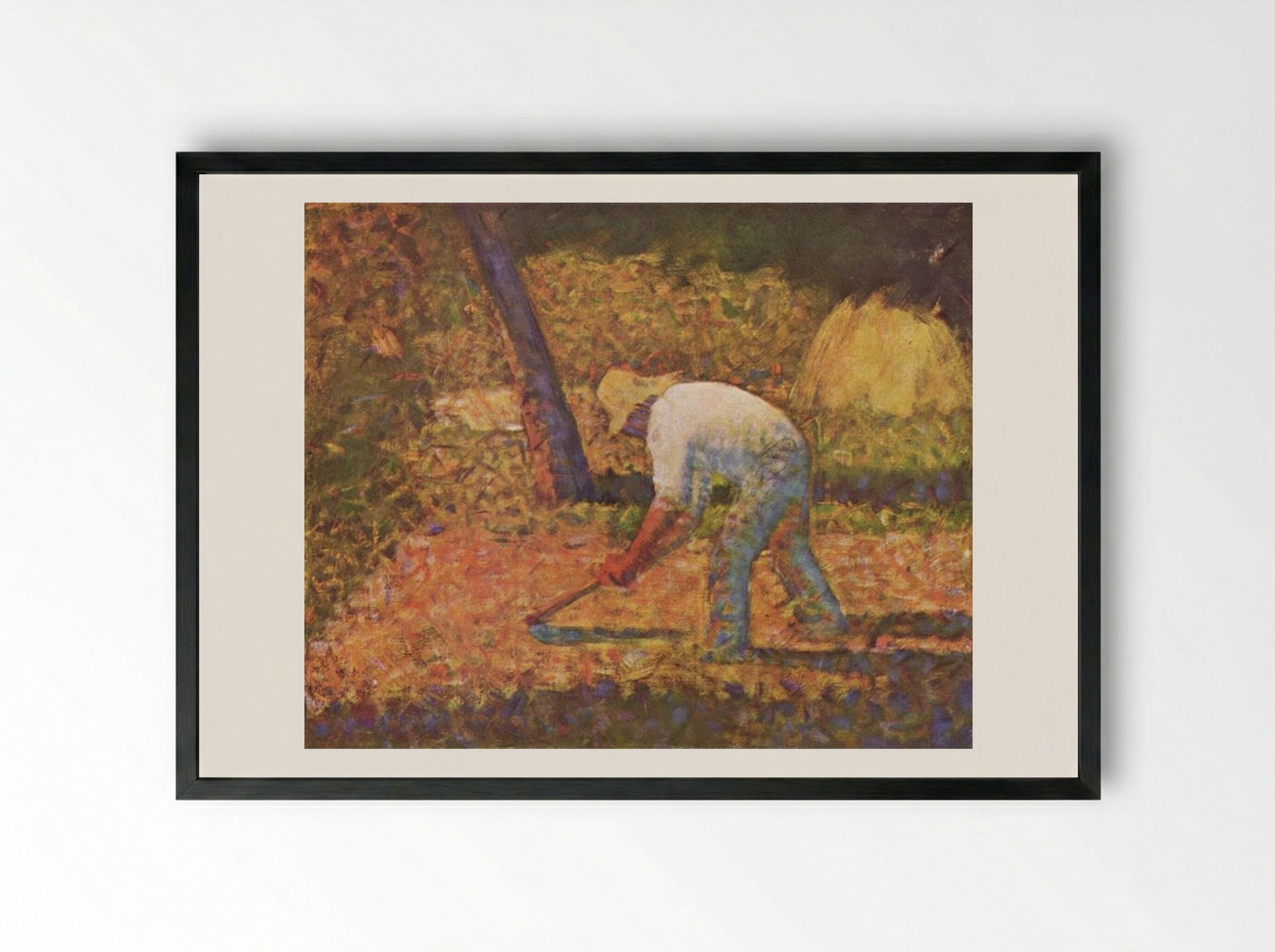 Peasant with Hoe - Georges Seurat - Framed Print Black