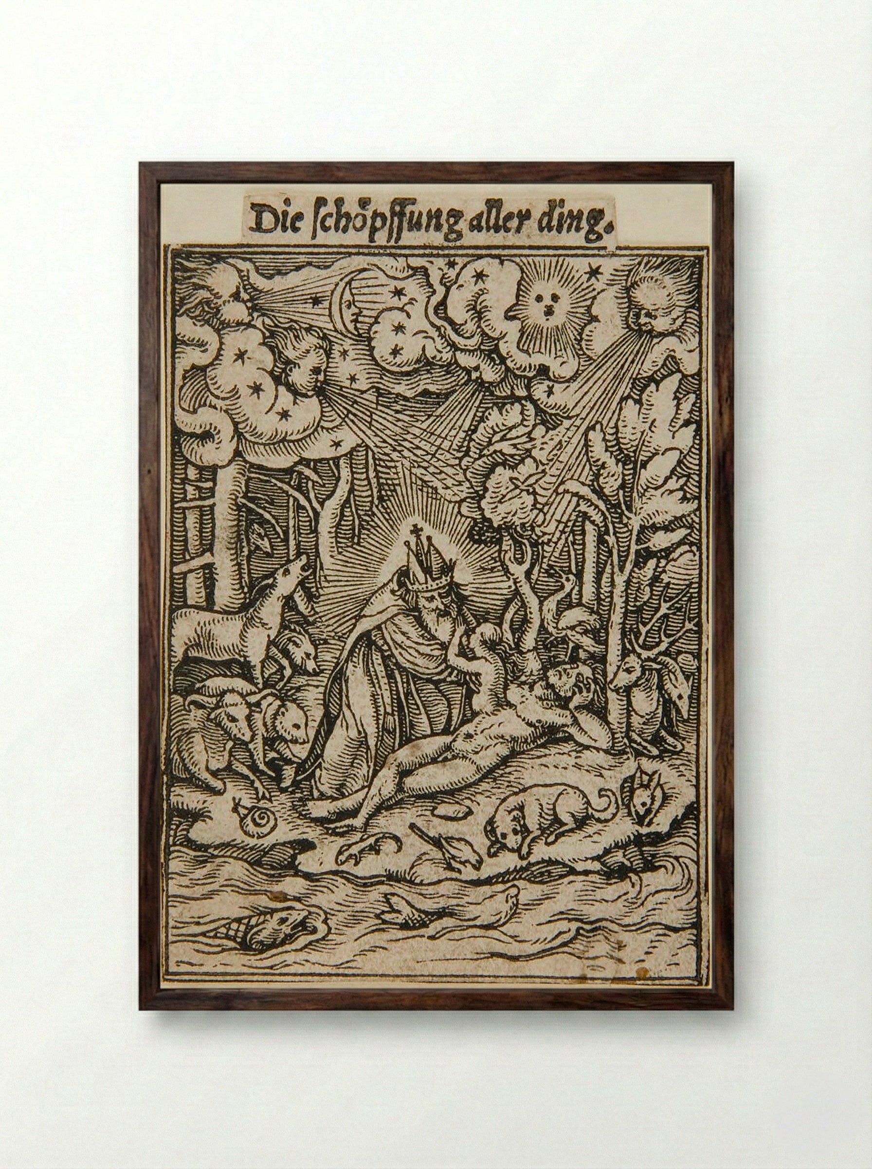 The Creation of Eve - Hans Holbein the Younger - Framed Print Dark Wood