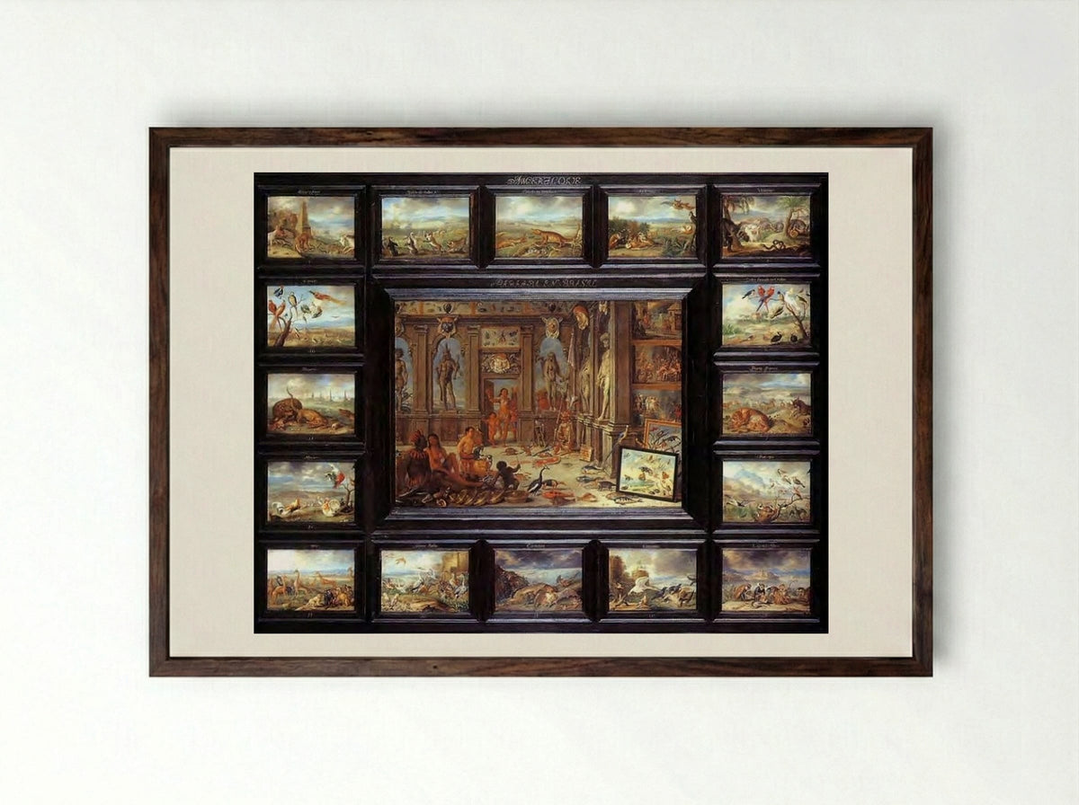 America - Jan van Kessel the Elder - Framed Print Dark Wood